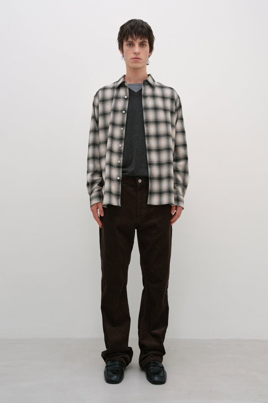 Insilence - Peach Check Shirt (Beige) product image 3 | TRAB K-Fashion Australia