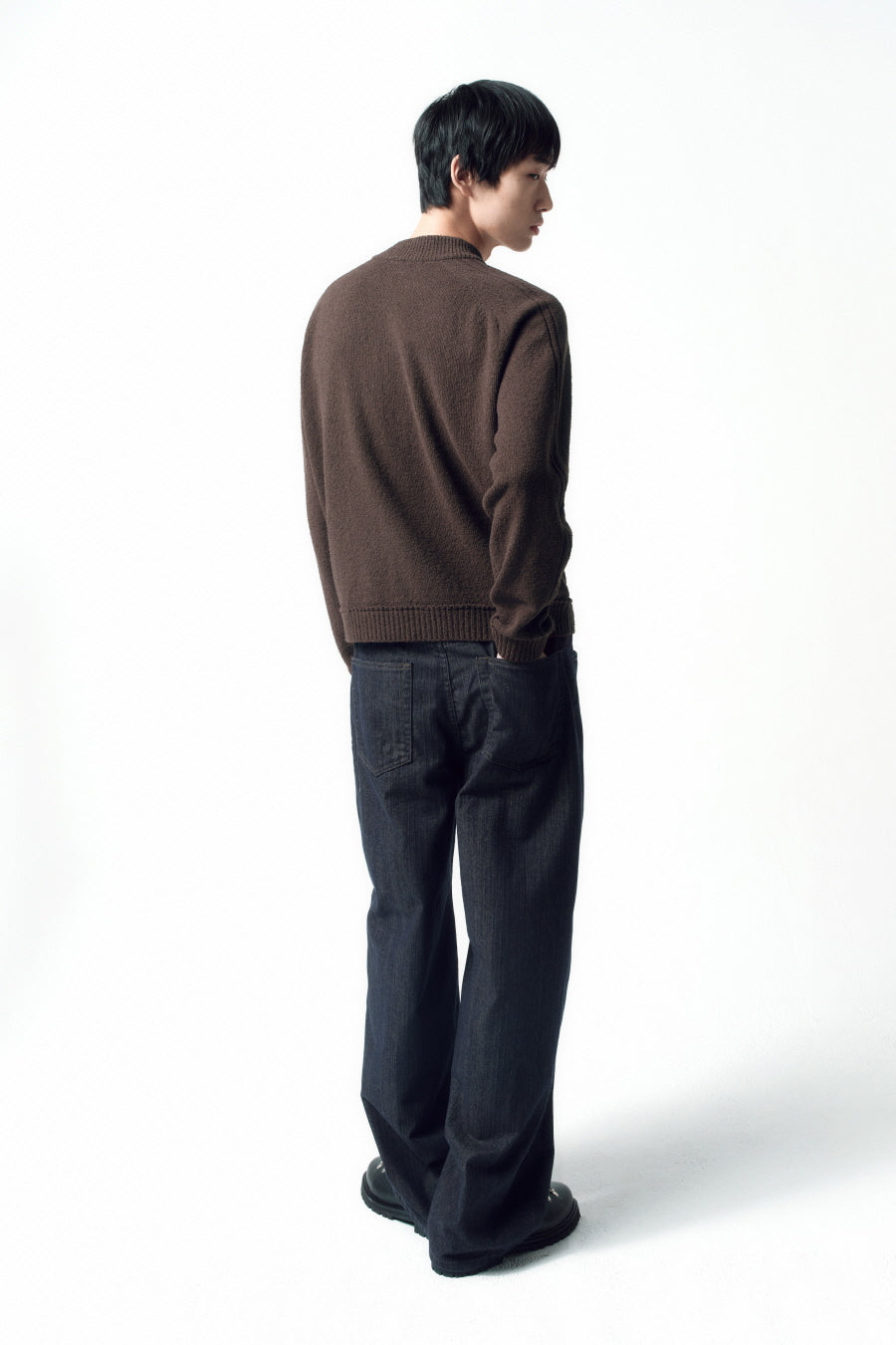 Insilence - Textured Knit Zip-Up (Brown) product image 3 | TRAB K-Fashion Australia