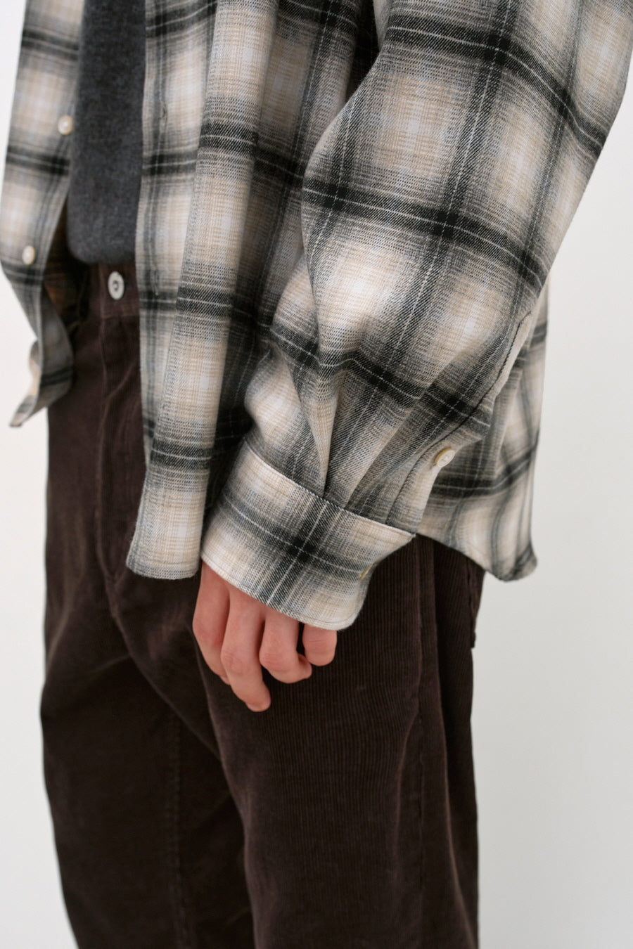 Insilence - Peach Check Shirt (Beige) product image 5 | TRAB K-Fashion Australia