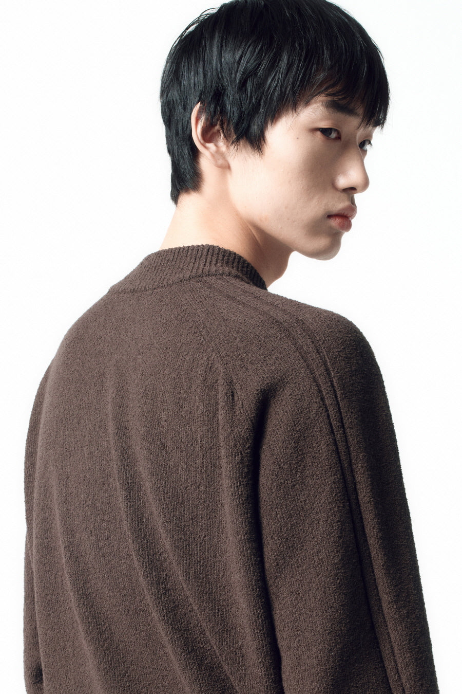 Insilence - Textured Knit Zip-Up (Brown) product image 4 | TRAB K-Fashion Australia