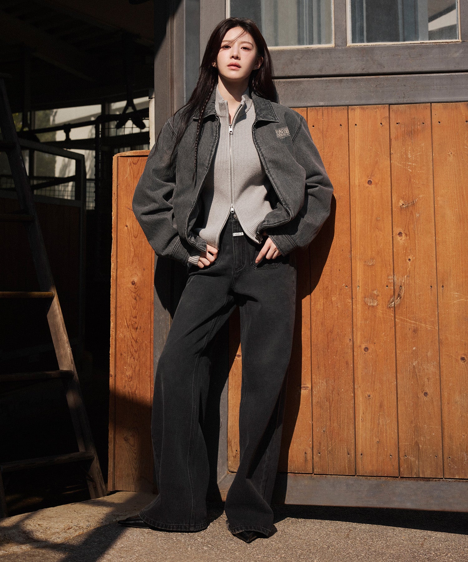 Marithe & Francois Girbaud - Semi-wide Denim Pants (Black) product image 1 | TRAB K-Fashion Australia