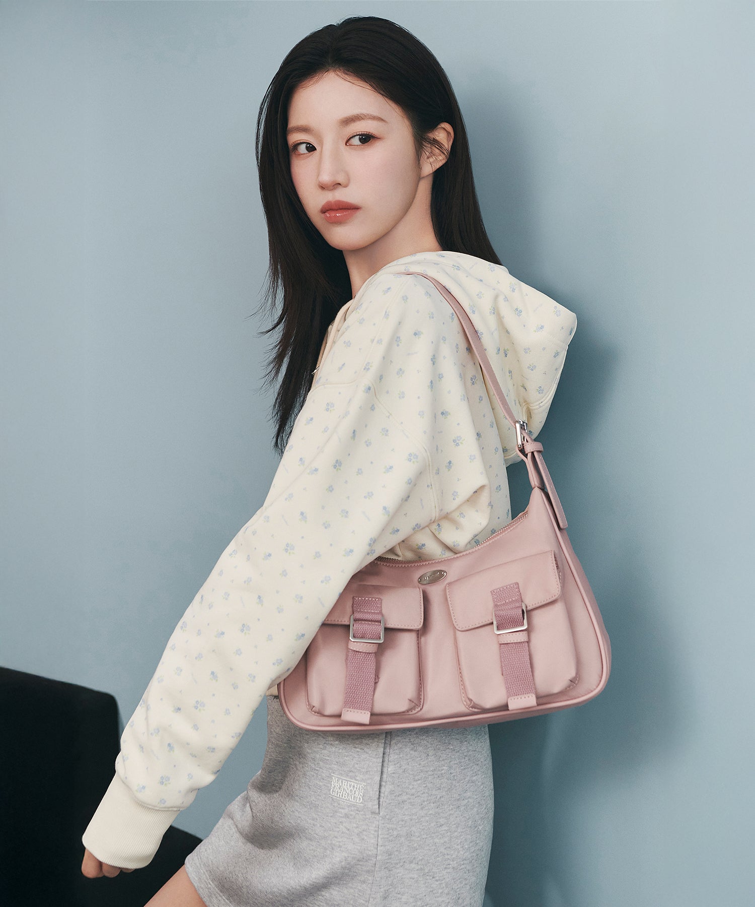 Marithe & Francois Girbaud - Regular Logo 2way Hobo Bag (Pink) product image 1 | TRAB K-Fashion Australia