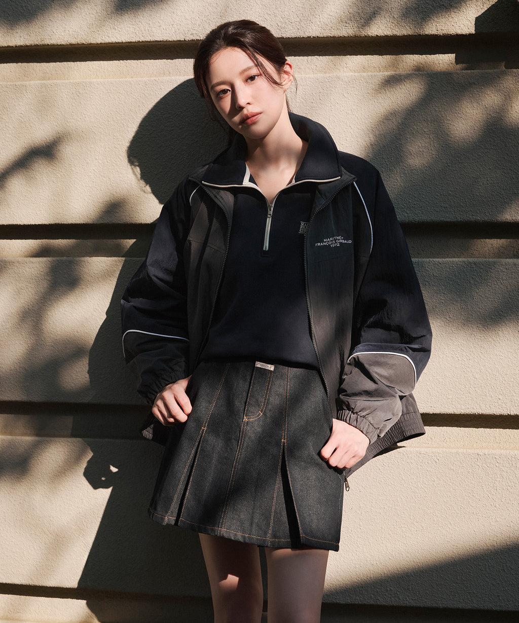 Marithe & Francois Girbaud - Denim Pleated Mini Skirt (Dark Blue) product image 1 | TRAB K-Fashion Australia