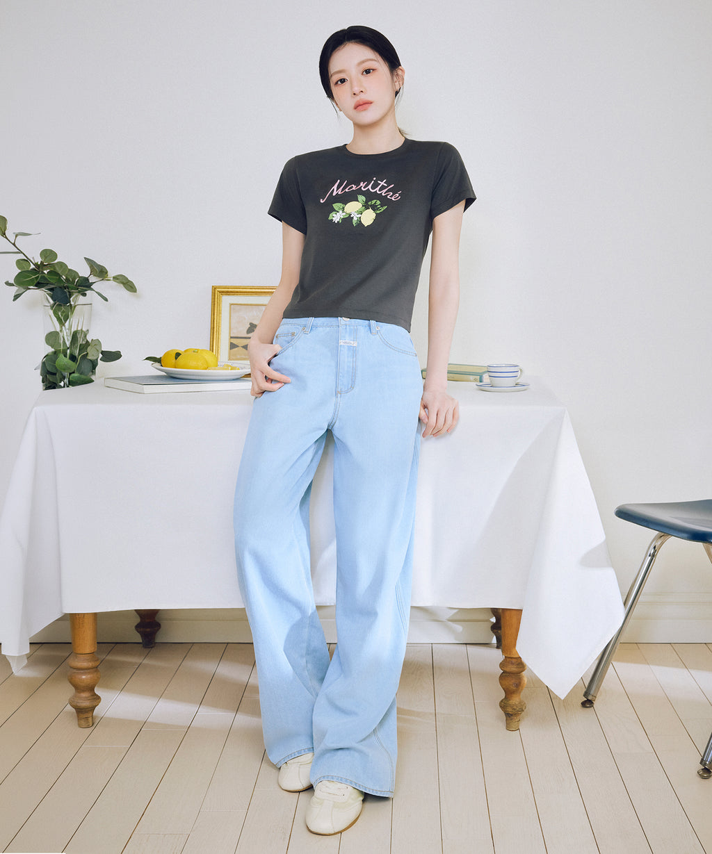 Marithe & Francois Girbaud - Summer Semi Wide Denim Pants (Light Blue) product image 1 | TRAB K-Fashion Australia