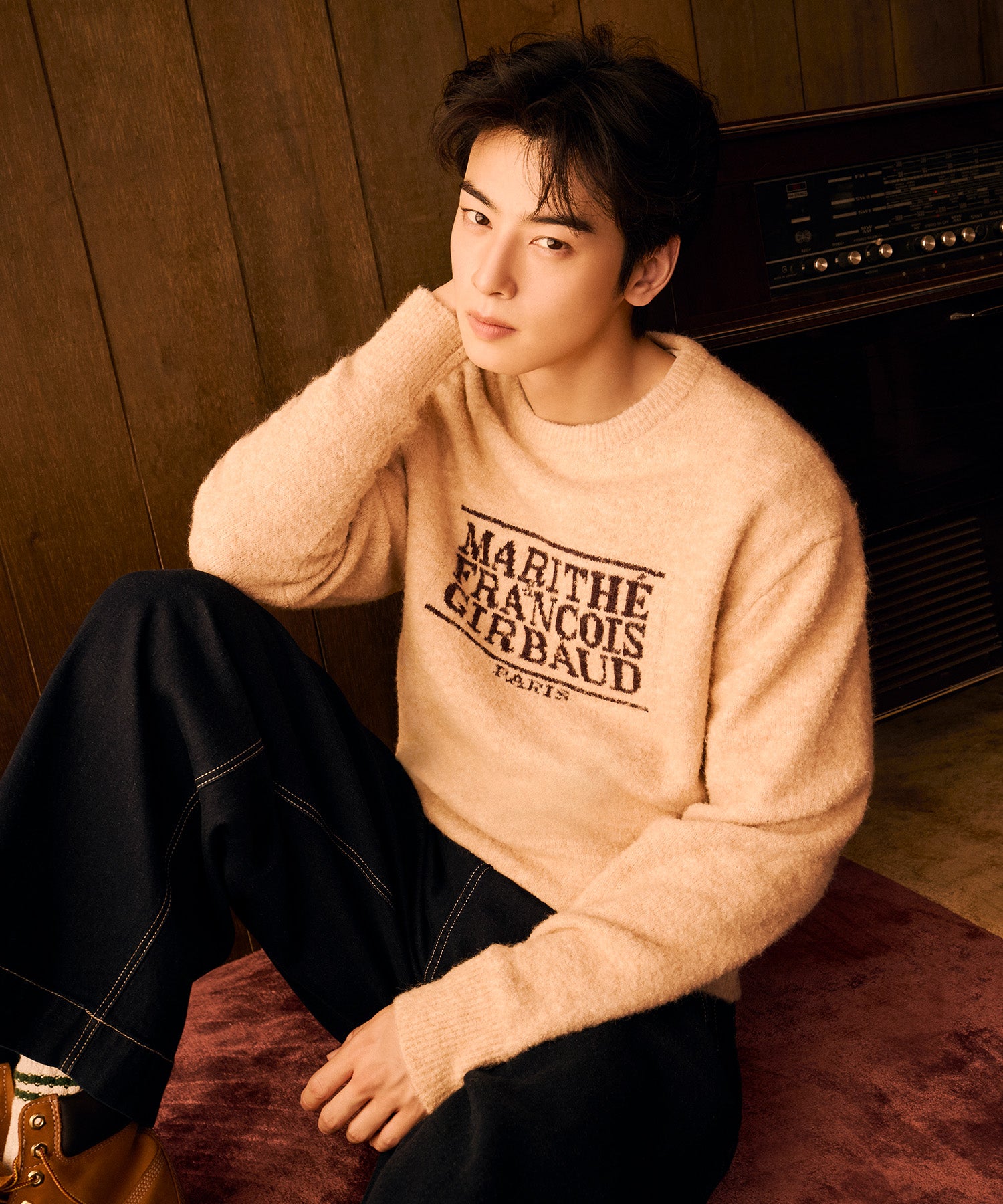 Marithe & Francois Girbaud - Boucle Classic Logo Knit Pullover (Ecru) product image 1 | TRAB K-Fashion Australia