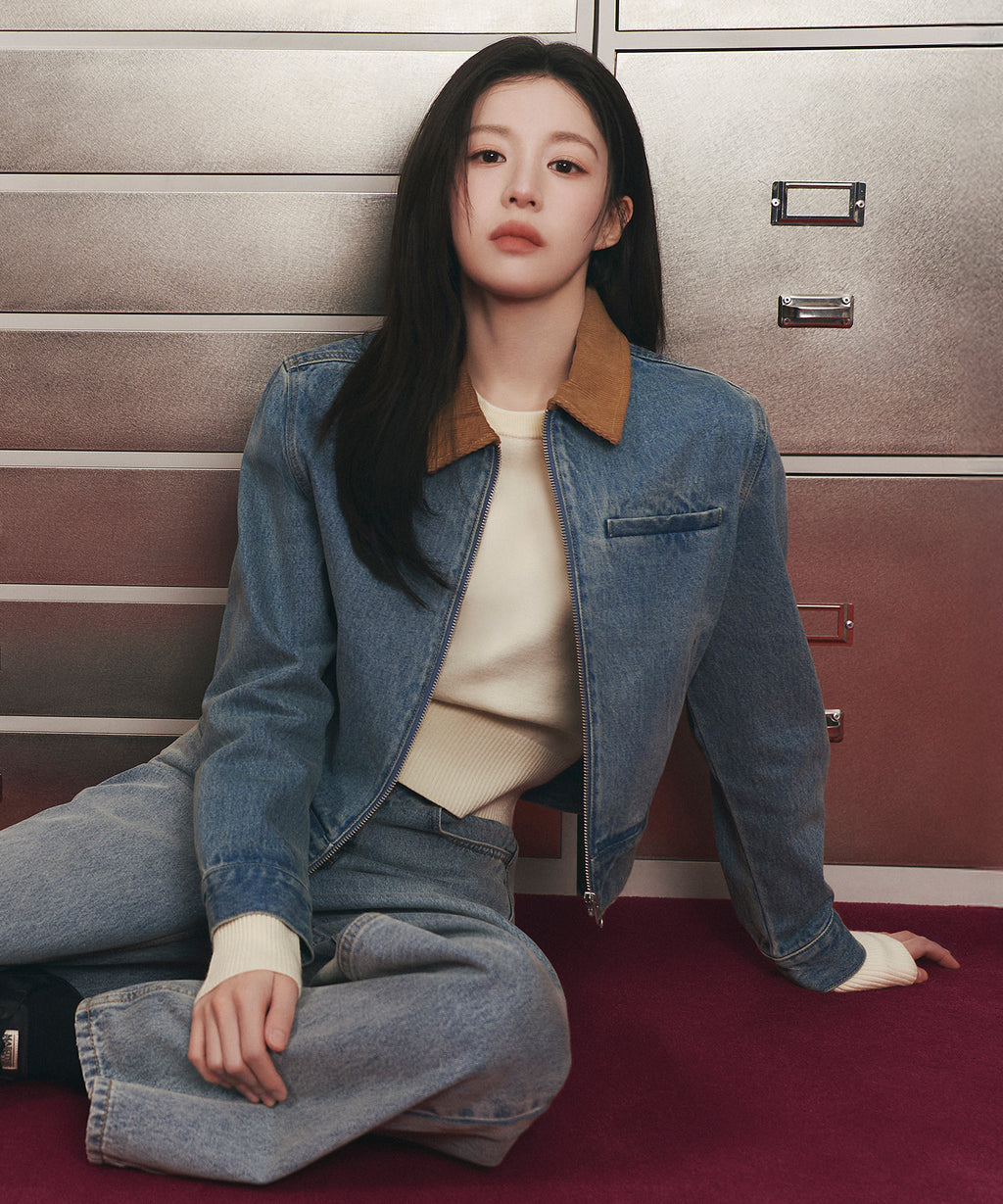 Marithe & Francois Girbaud - Crop Denim Blouson Jacket (Light Blue) product image 1 | TRAB K-Fashion Australia