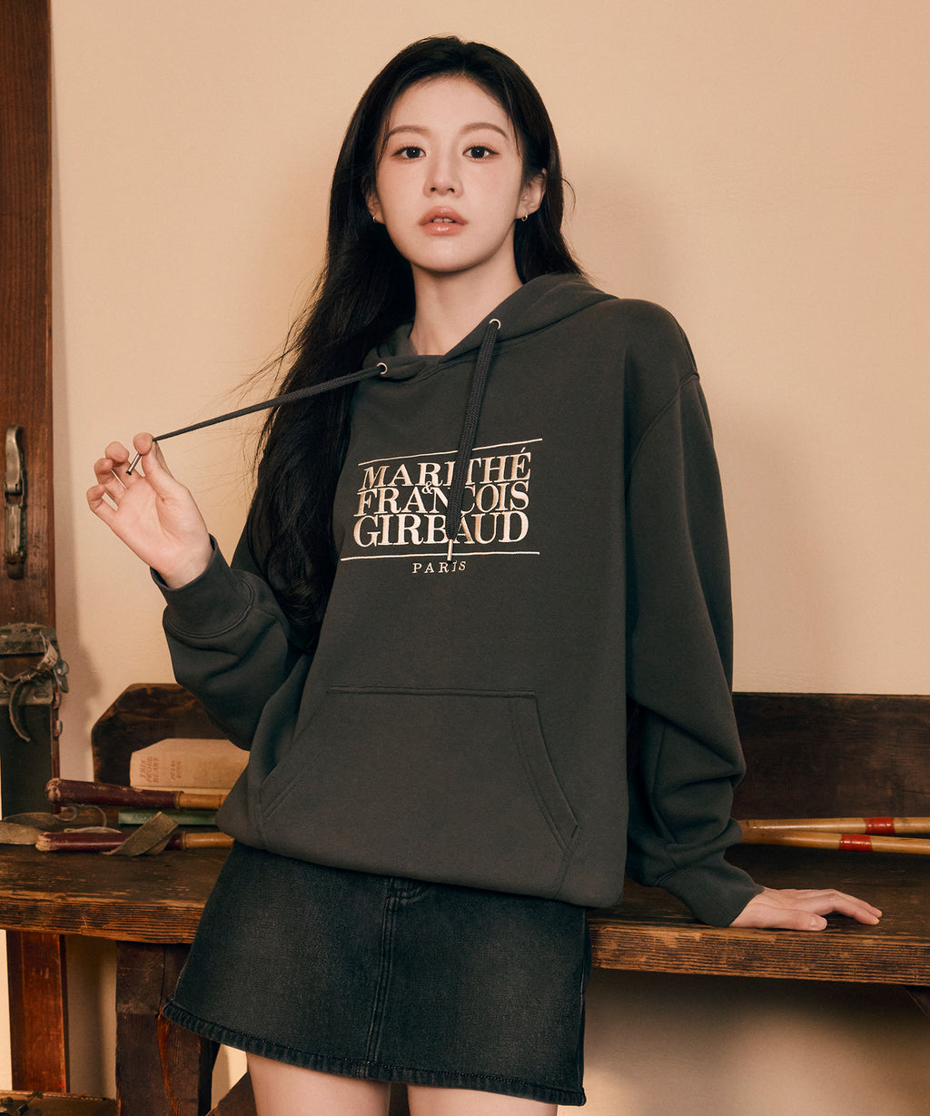 Marithe & Francois Girbaud - Classic Logo Embroidery Hoodie (brushed) (Charcoal) product image 1 | TRAB K-Fashion Australia