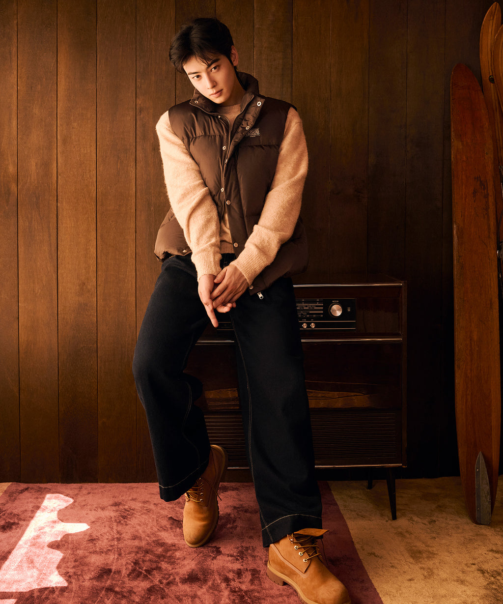 Marithe & Francois Girbaud - Low-waist Tuck Wide Denim Pants (Dark Blue) product image 1 | TRAB K-Fashion Australia