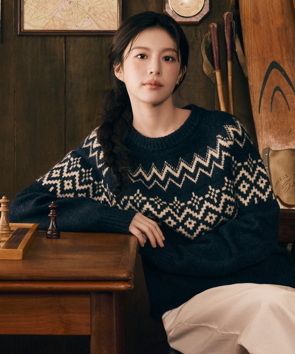 Marithe & Francois Girbaud - Fairisle Crew Neck Knit Pullover (Navy) product image 1 | TRAB K-Fashion Australia