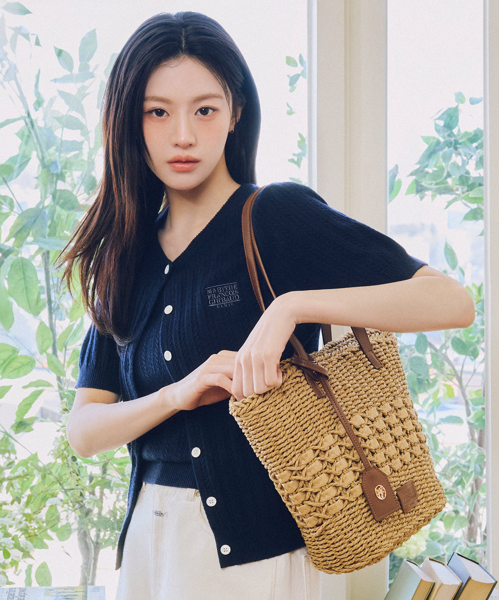 Marithe & Francois Girbaud - Classic Logo Basket Shoulder Bag (Beige) product image 1 | TRAB K-Fashion Australia