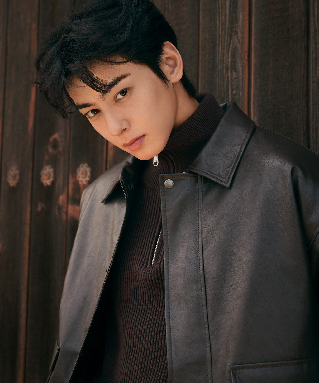 Marithe & Francois Girbaud - Faux Leather Padded Jacket (Brown) product image 1 | TRAB K-Fashion Australia