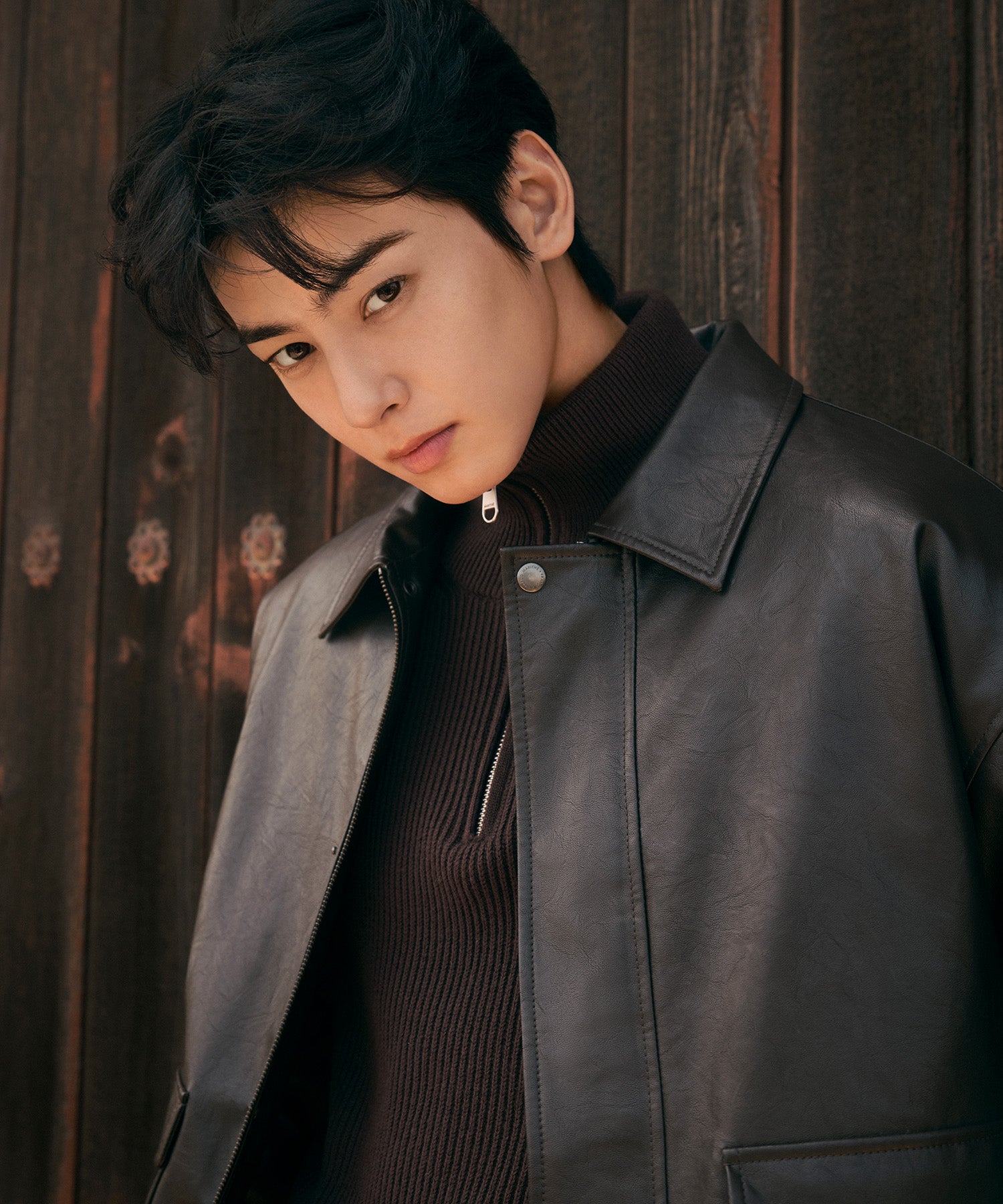 Marithe & Francois Girbaud - Faux Leather Padded Jacket (Brown) product image 1 | TRAB K-Fashion Australia