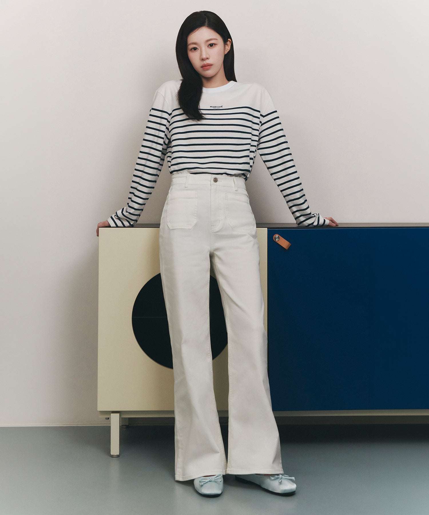 Marithe & Francois Girbaud - Boot-cut Denim Pants (White) product image 1 | TRAB K-Fashion Australia