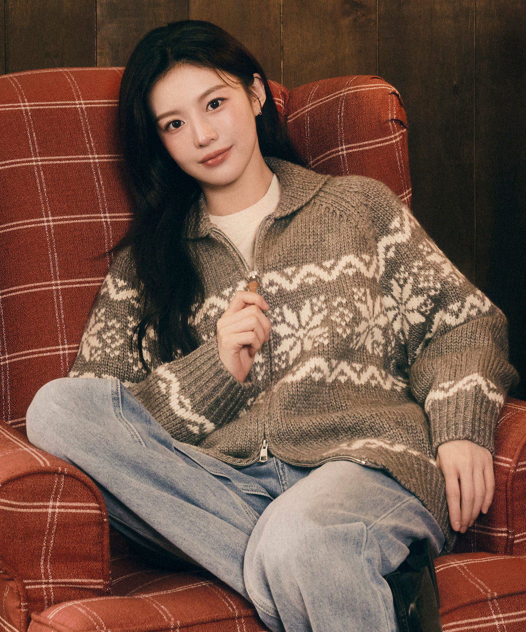 Marithe & Francois Girbaud - Nordic Cowichan Cardigan (Gray) product image 1 | TRAB K-Fashion Australia