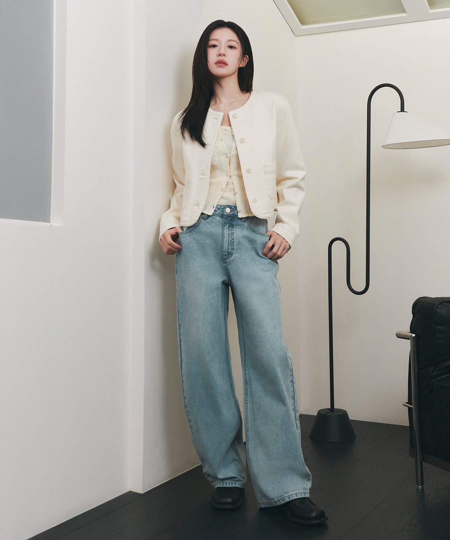 Marithe & Francois Girbaud - Curved Denim Pants (Light Blue) product image 1 | TRAB K-Fashion Australia