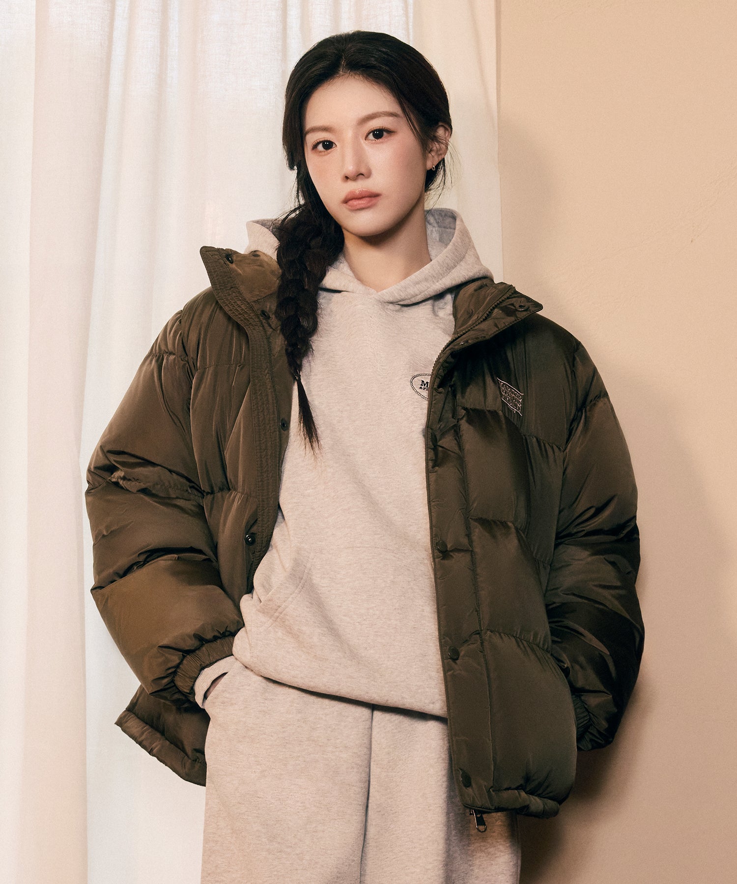 Marithe & Francois Girbaud - Classic Logo Down Jacket (Khaki) product image 1 | TRAB K-Fashion Australia