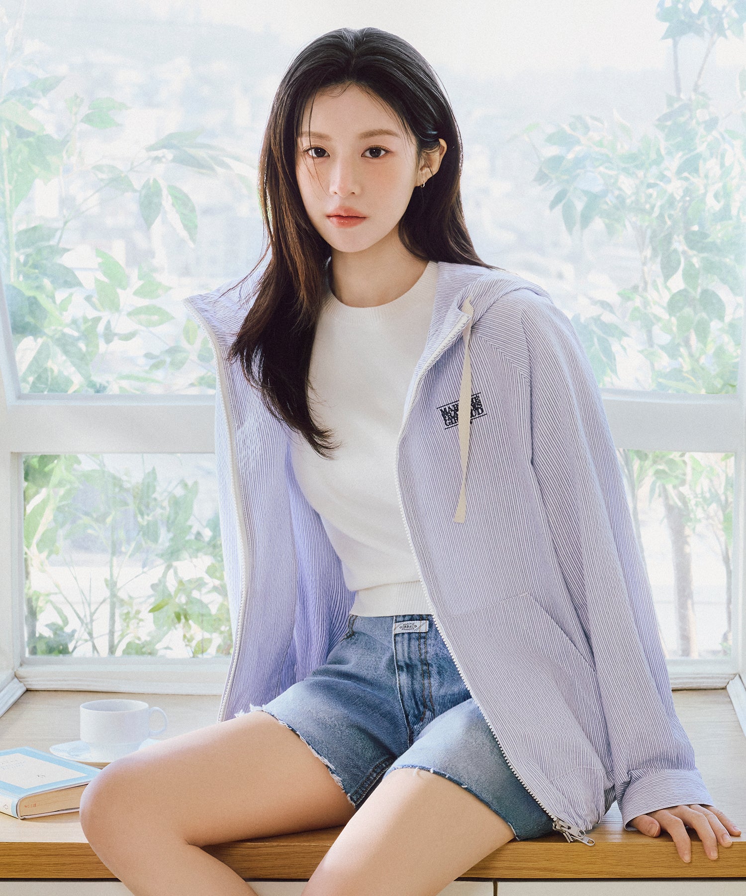 Marithe & Francois Girbaud - Classic Logo Hooded Pattern Jacket (Stripe) product image 1 | TRAB K-Fashion Australia