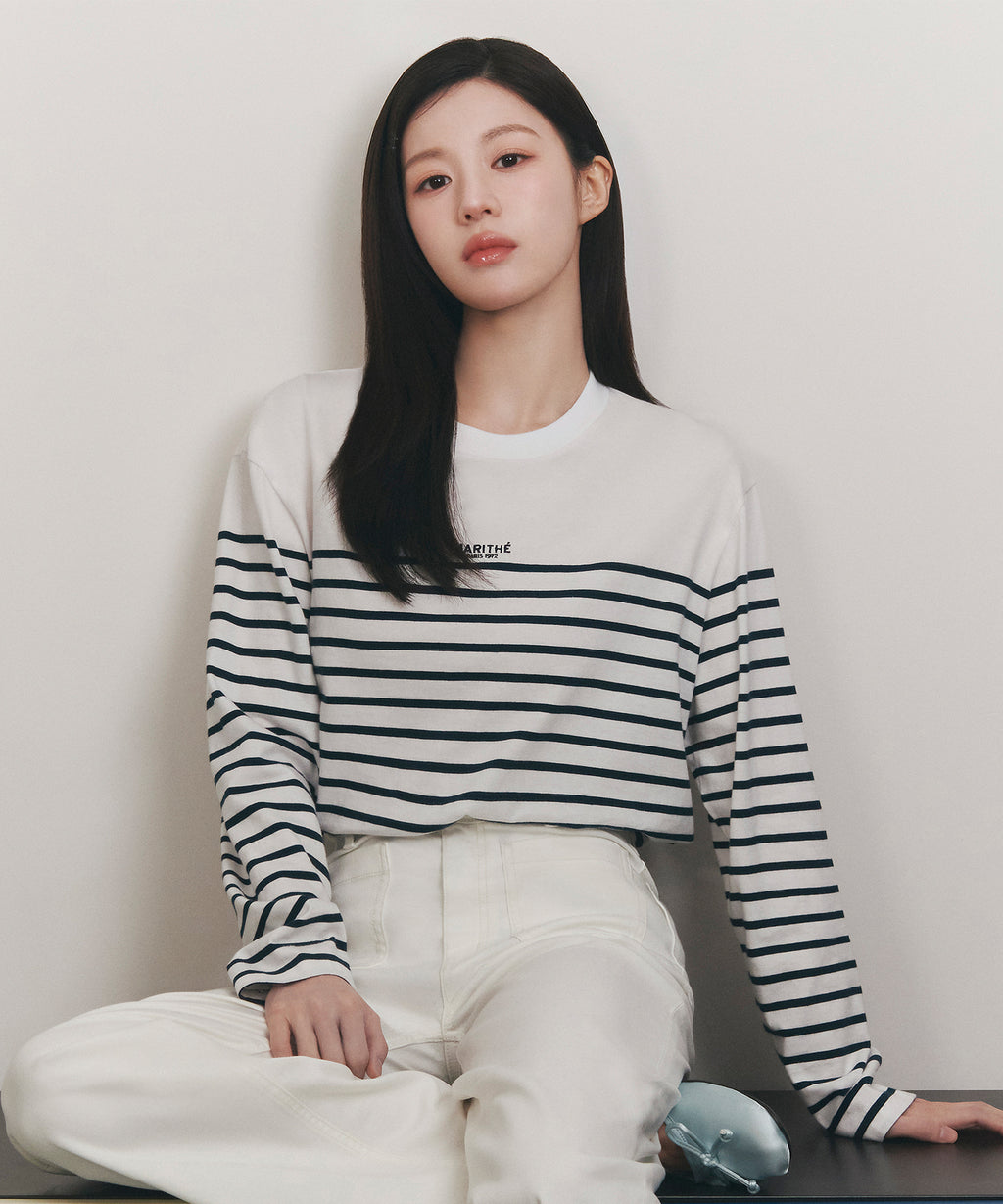 Marithe & Francois Girbaud - Block Stripe Long Sleeve Tee (Navy) product image 1 | TRAB K-Fashion Australia