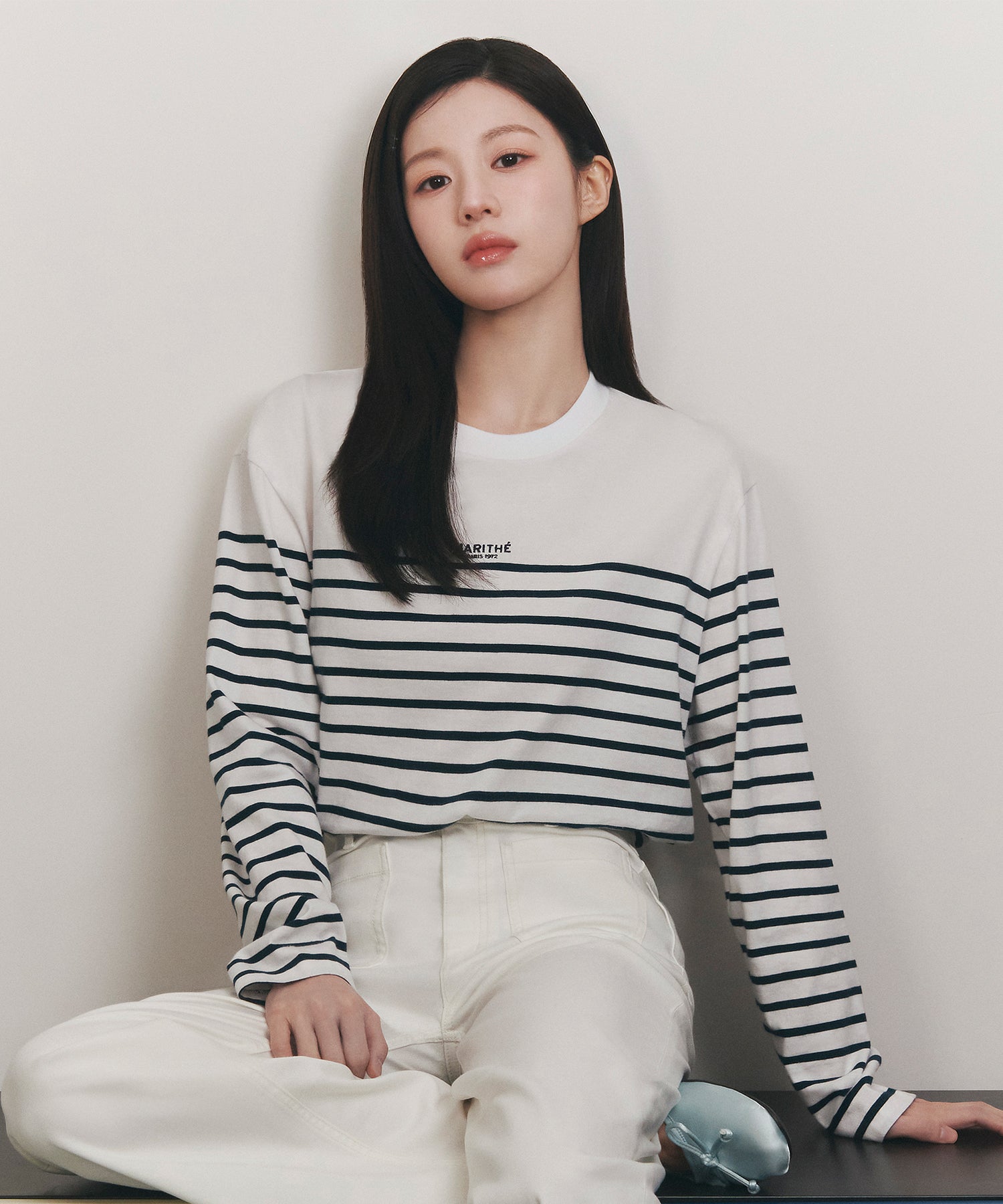 Marithe & Francois Girbaud - Block Stripe Long Sleeve Tee (Navy) product image 1 | TRAB K-Fashion Australia