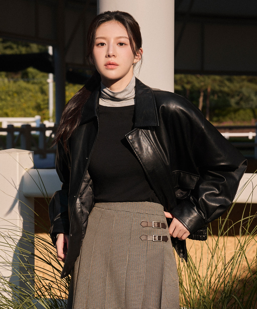 Marithe & Francois Girbaud - Faux Leather Padded Jacket (Black) product image 1 | TRAB K-Fashion Australia