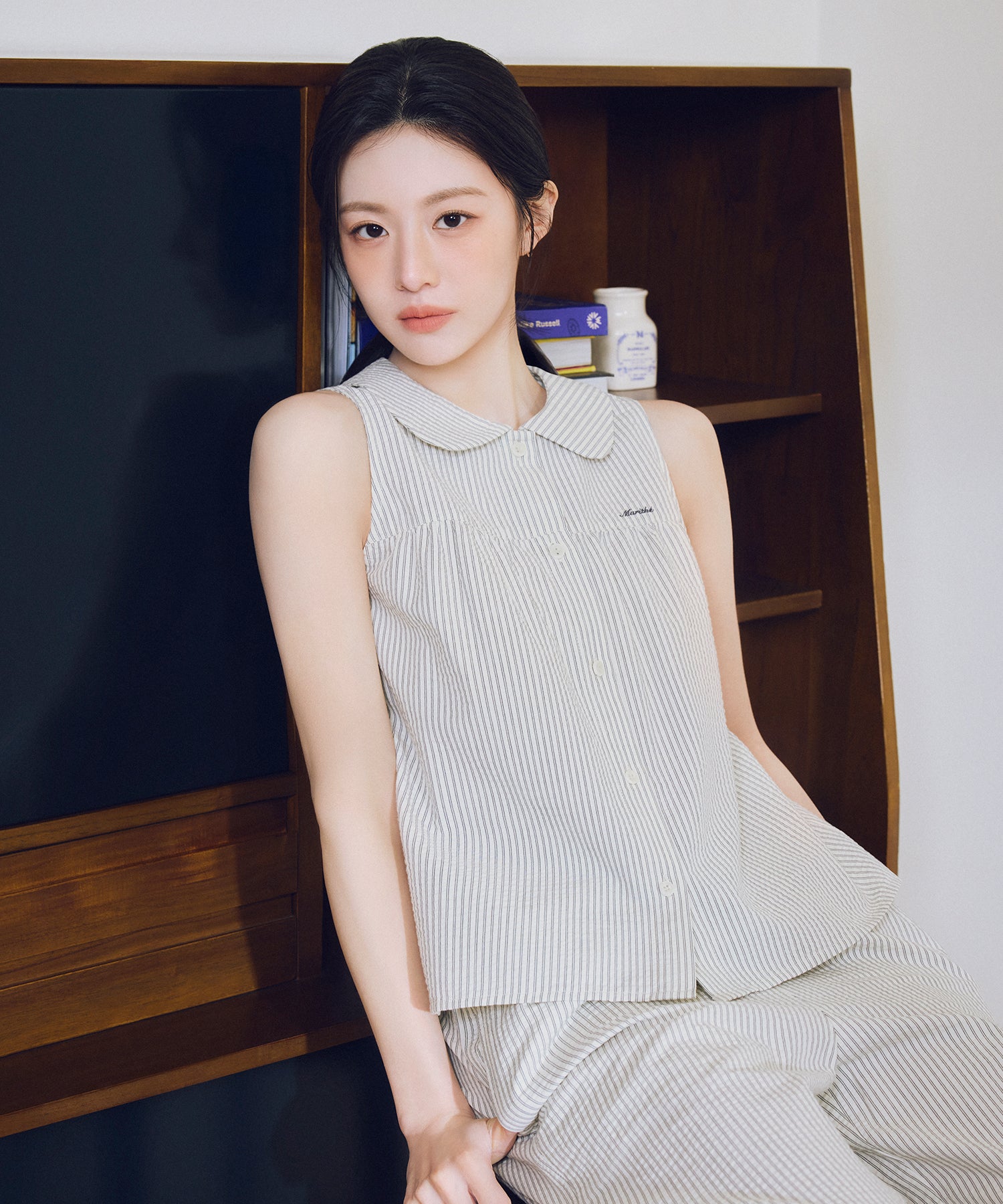 Marithe & Francois Girbaud - Round Collar Sleeveless Blouse (Ivory) product image 1 | TRAB K-Fashion Australia