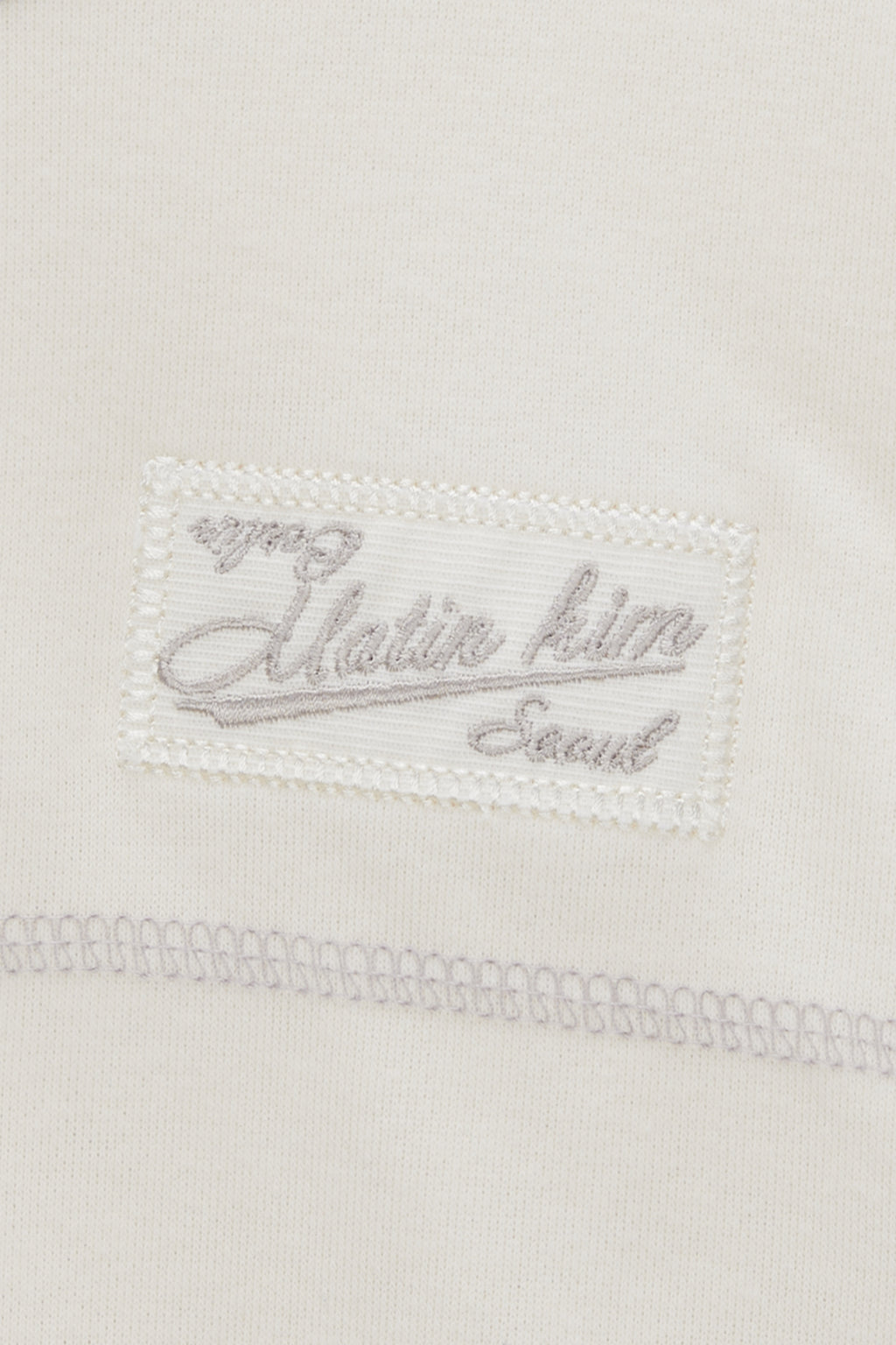 Matin Kim - Stitch Label Crop Sweatshirt (Ivory) product image 4 | TRAB K-Fashion Australia