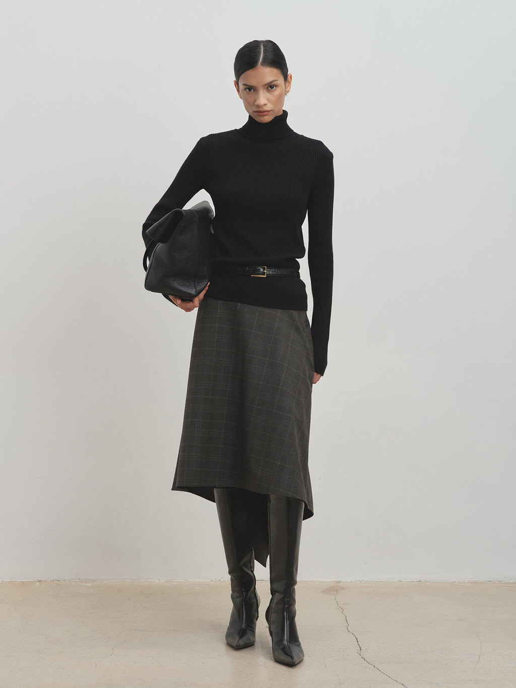 Tonywack - Wool Checked Midi Skirt (Brown Check) product image 2 | TRAB K-Fashion Australia