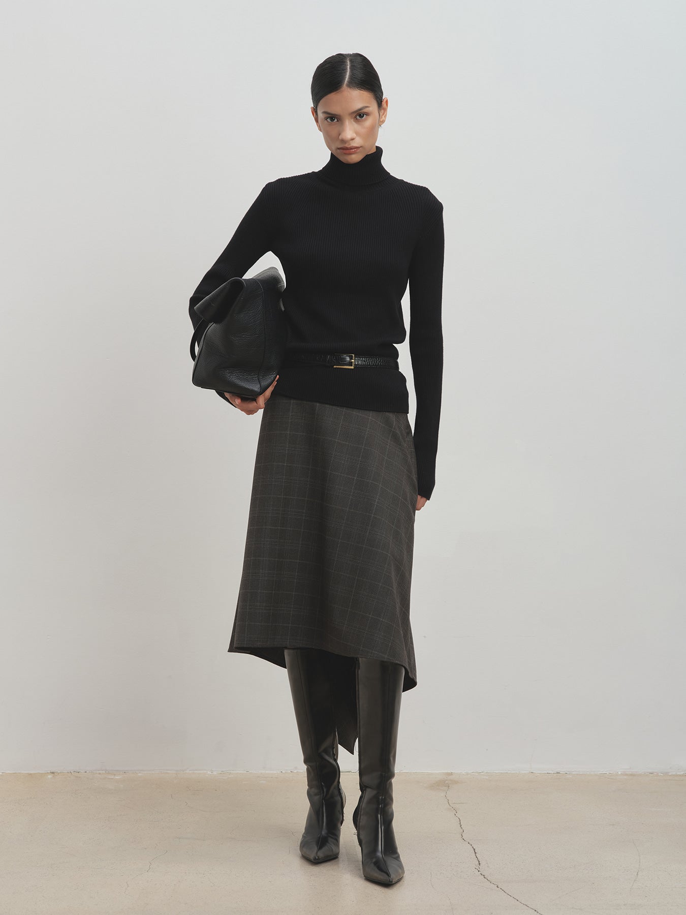Tonywack - Wool Checked Midi Skirt (Brown Check) product image 2 | TRAB K-Fashion Australia