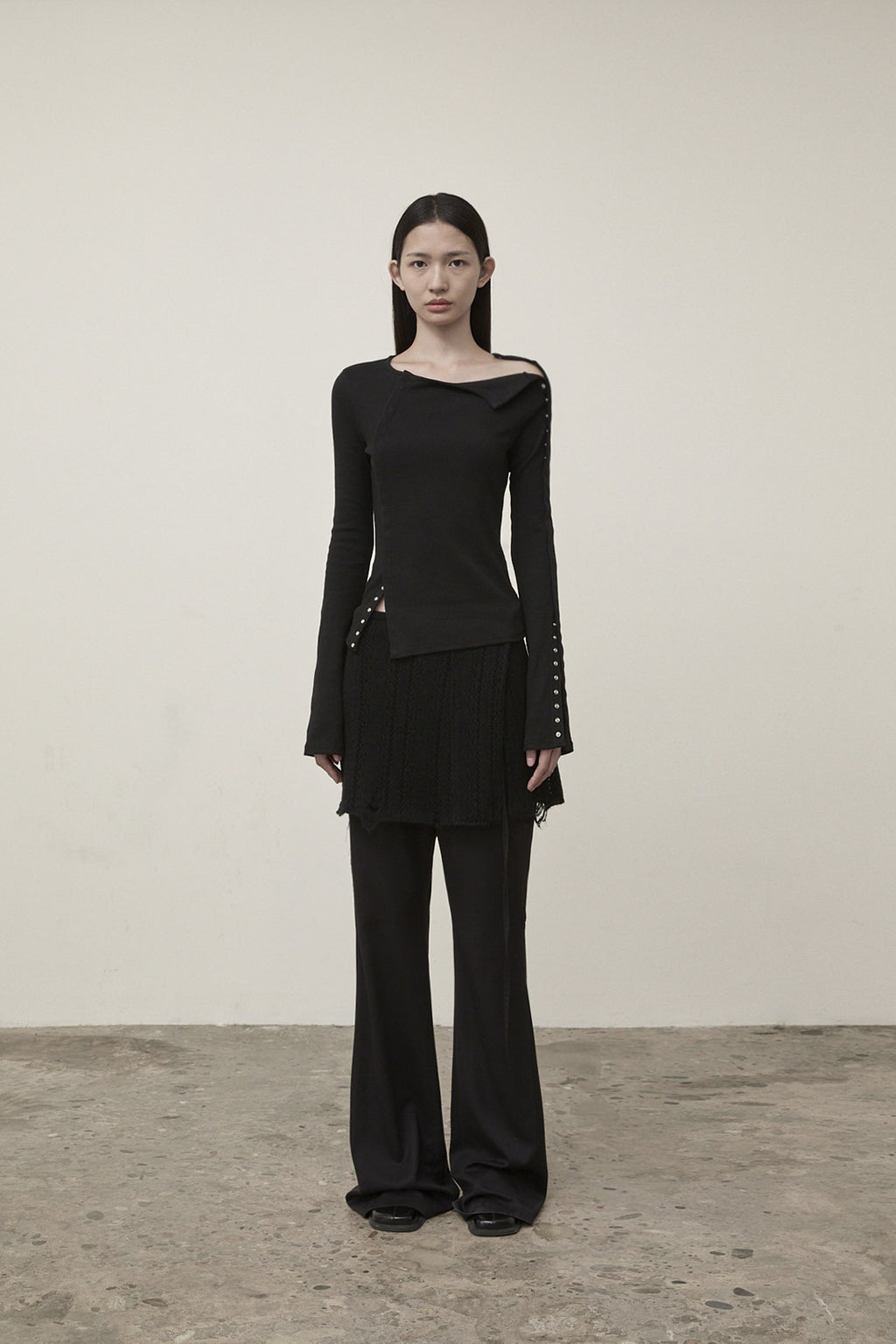 Matin Kim - Snap Detail Slim Top (Black) product image 11 | TRAB K-Fashion Australia