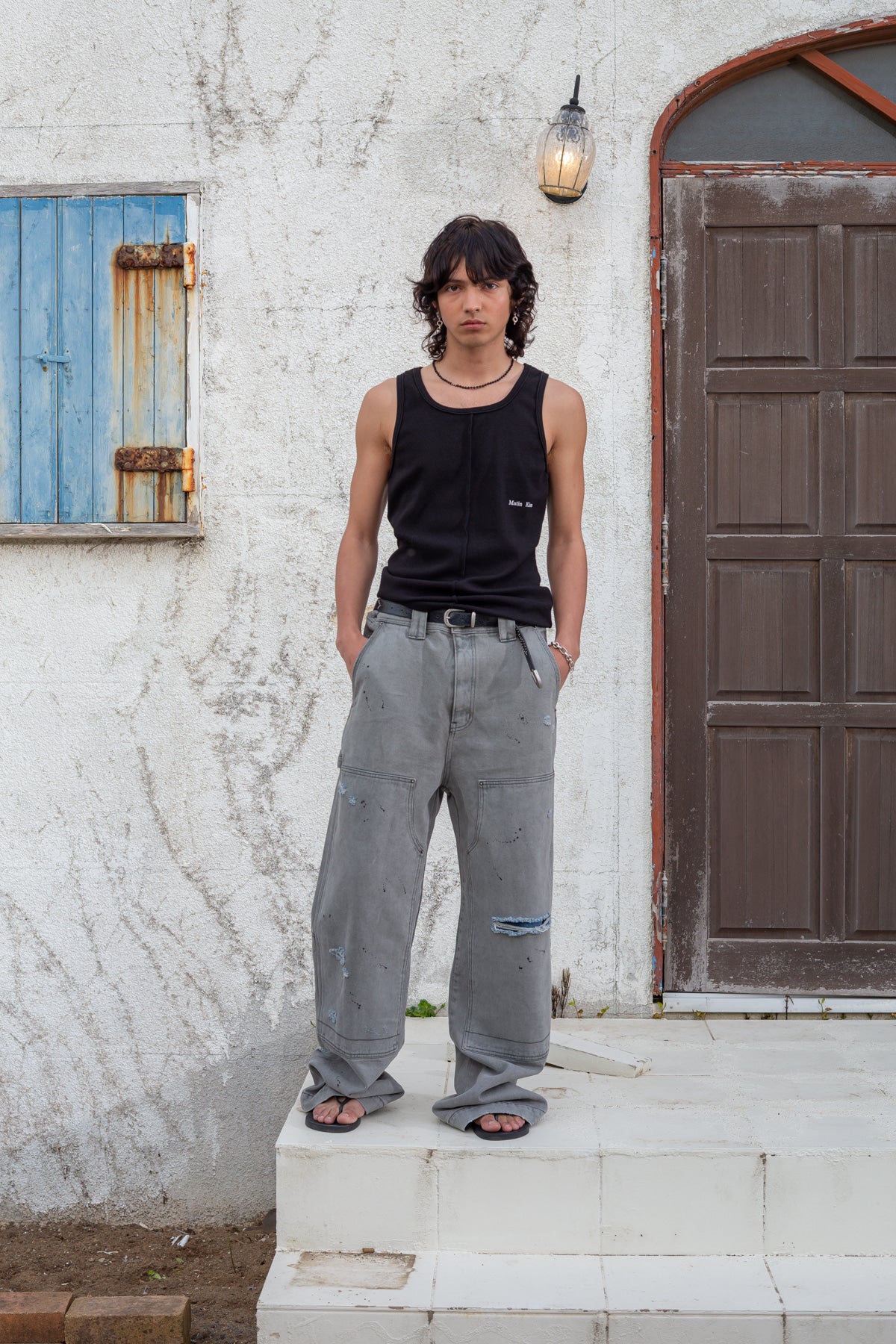 Matin Kim - Small Logo Pintuck Sleeveless Top (Black) product image 6 | TRAB K-Fashion Australia