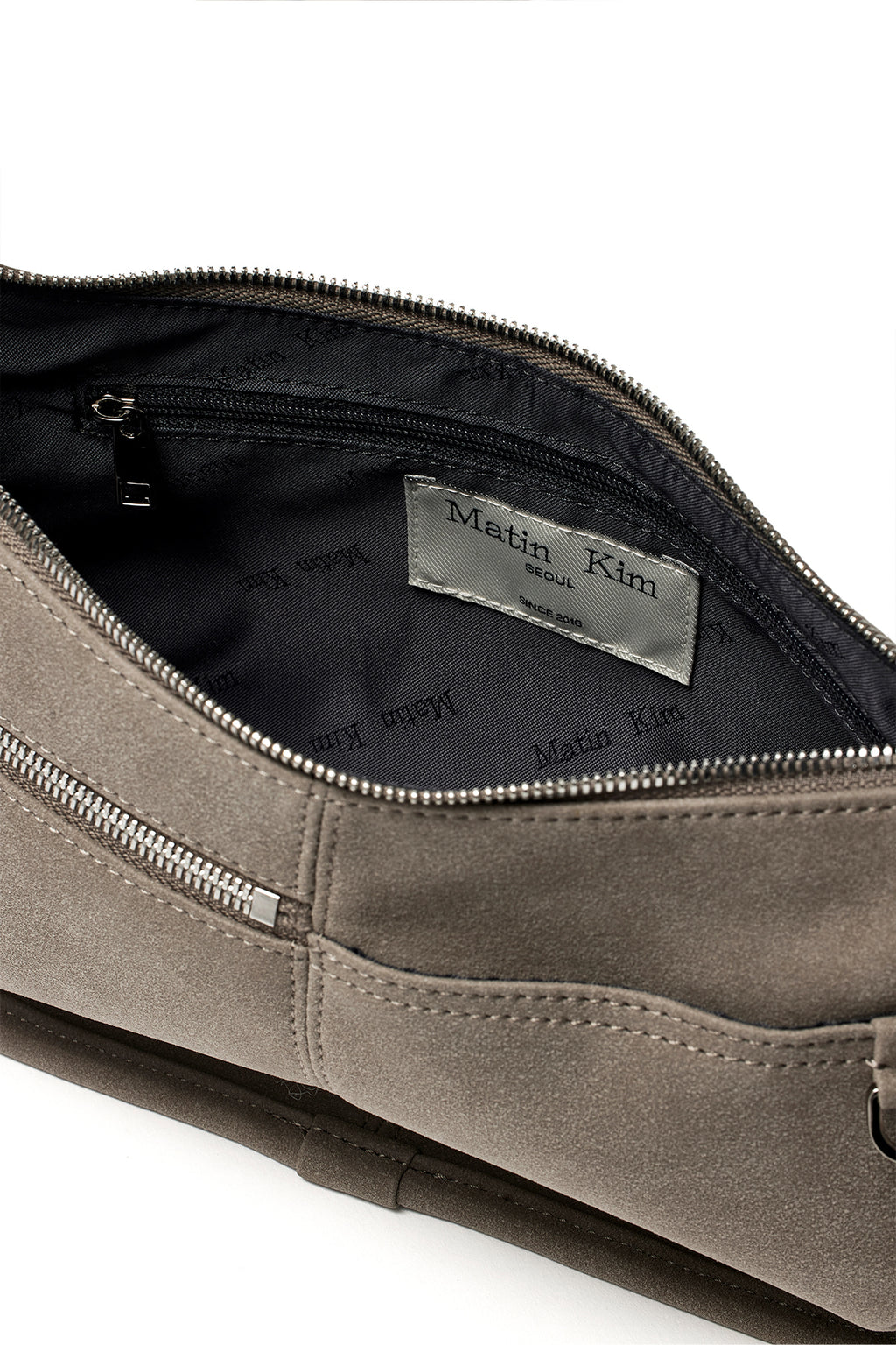 Matin Kim - Zip Around Suede Shoulder Bag (Grey) product image 4 | TRAB K-Fashion Australia
