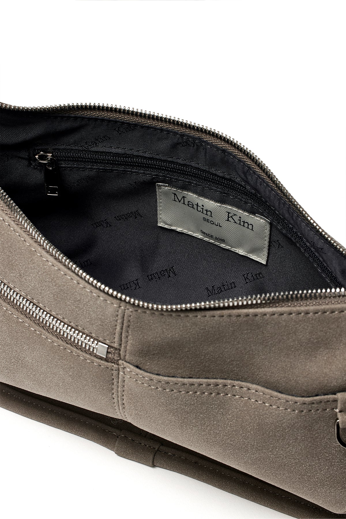 Matin Kim - Zip Around Suede Shoulder Bag (Grey) product image 4 | TRAB K-Fashion Australia