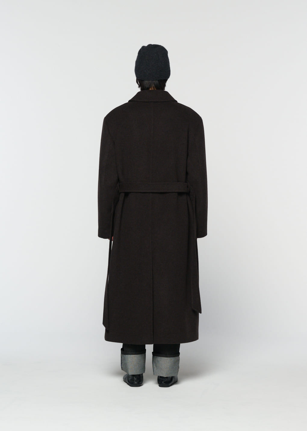Amomento - men's single breasted long coat (Dark Brown) product image 4 | TRAB K-Fashion Australia