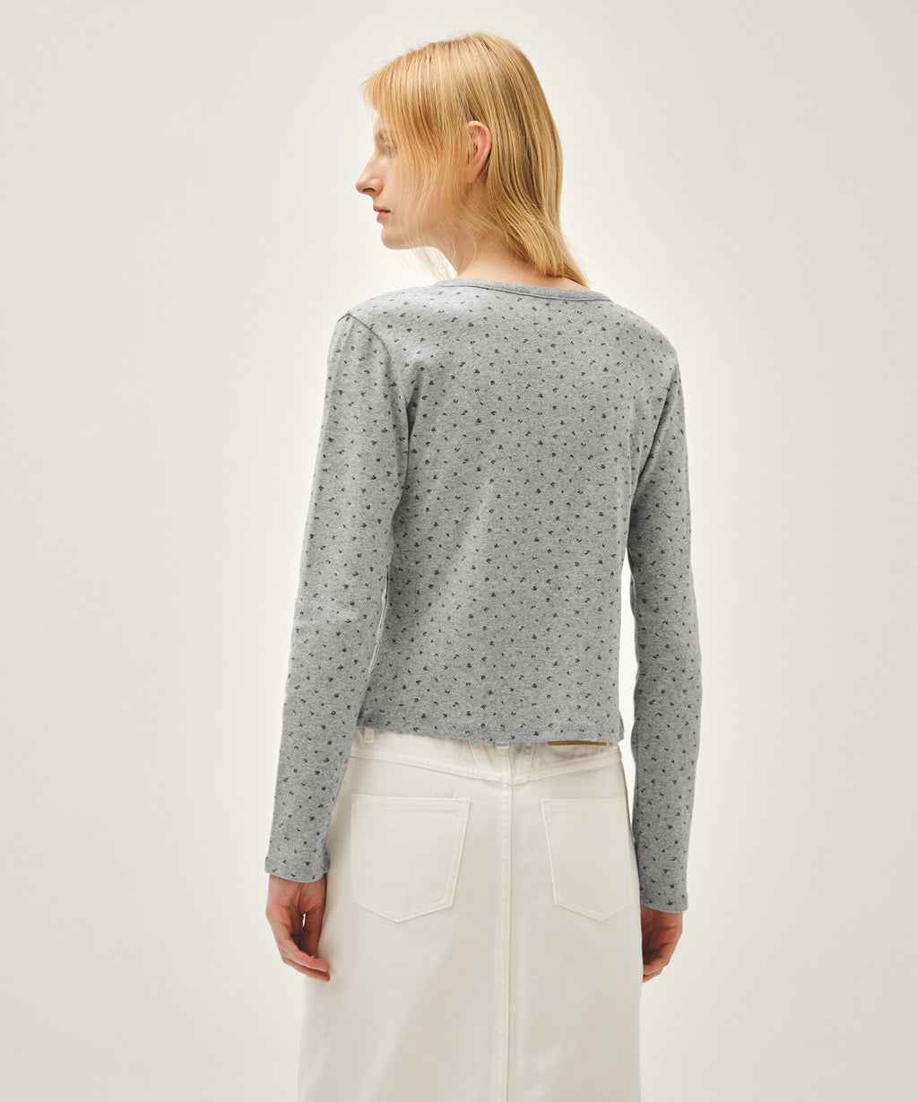Marithe & Francois Girbaud - Flower Pattern Long Sleeve Tee (Melange Gray) product image 2 | TRAB K-Fashion Australia