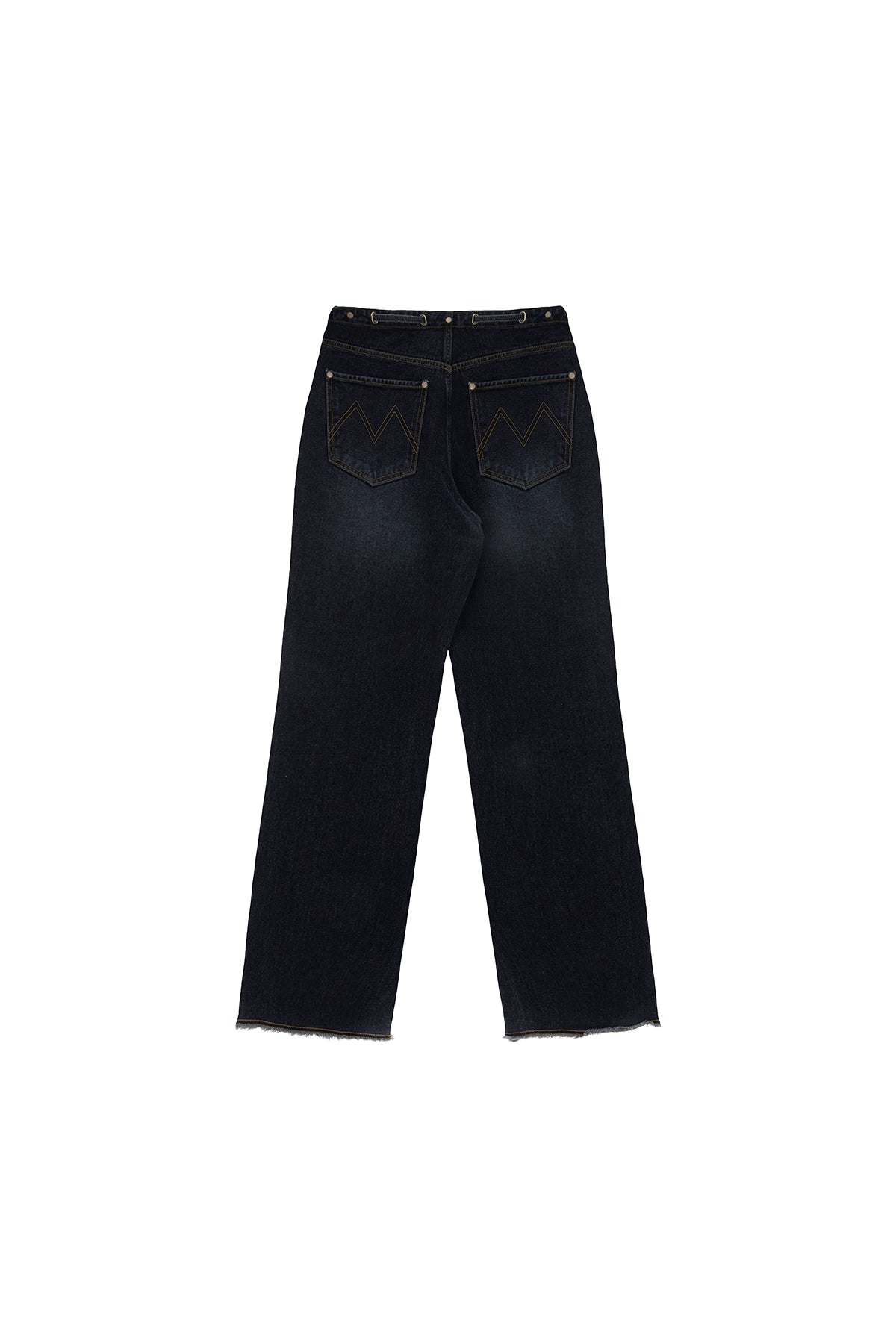 Matin Kim - Waist String Belted Denim Pants (Navy) product image 2 | TRAB K-Fashion Australia