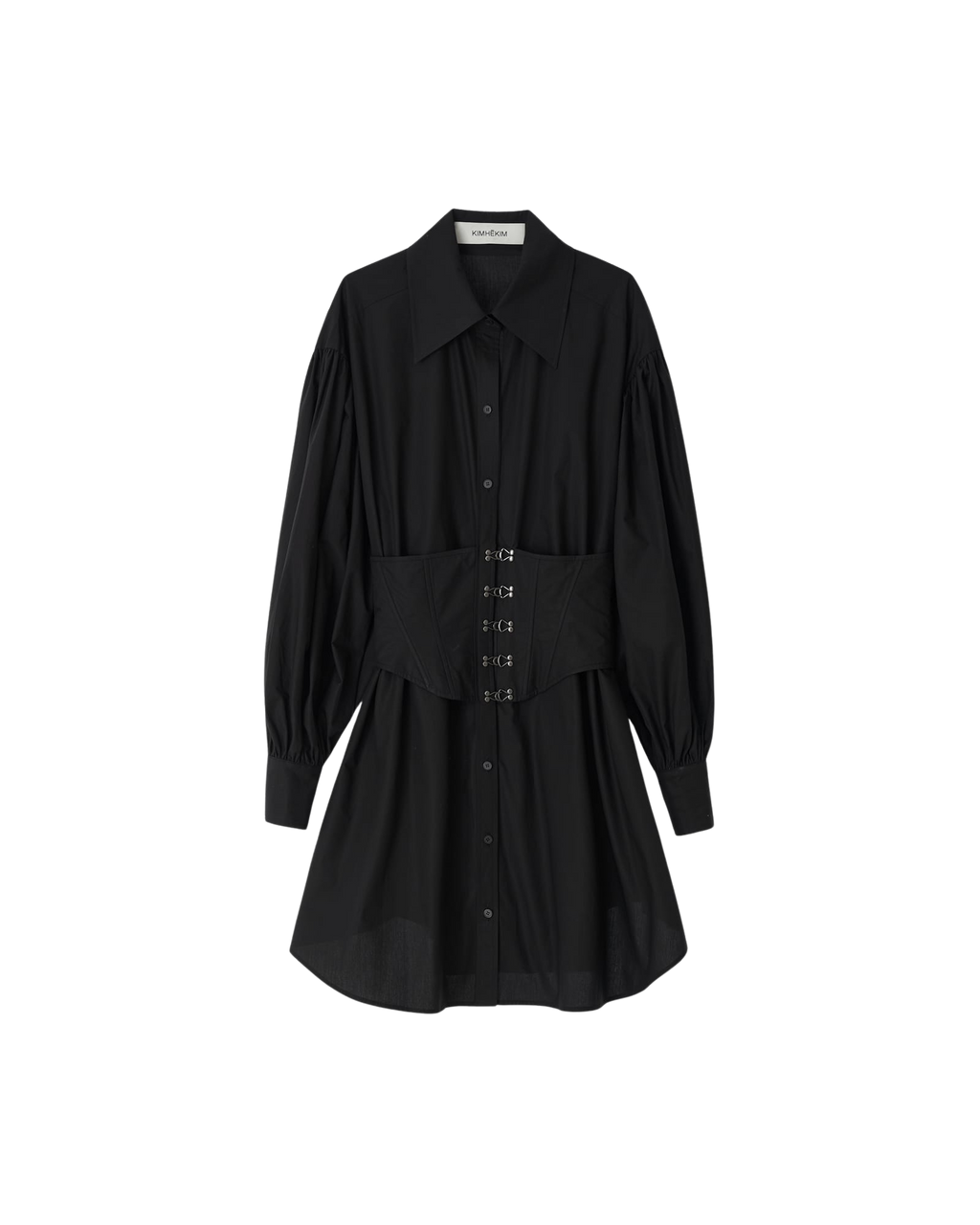 Kimhe Kim - Corset Layered Cotton Mini Shirt Dress (Black) product image 2 | TRAB K-Fashion Australia