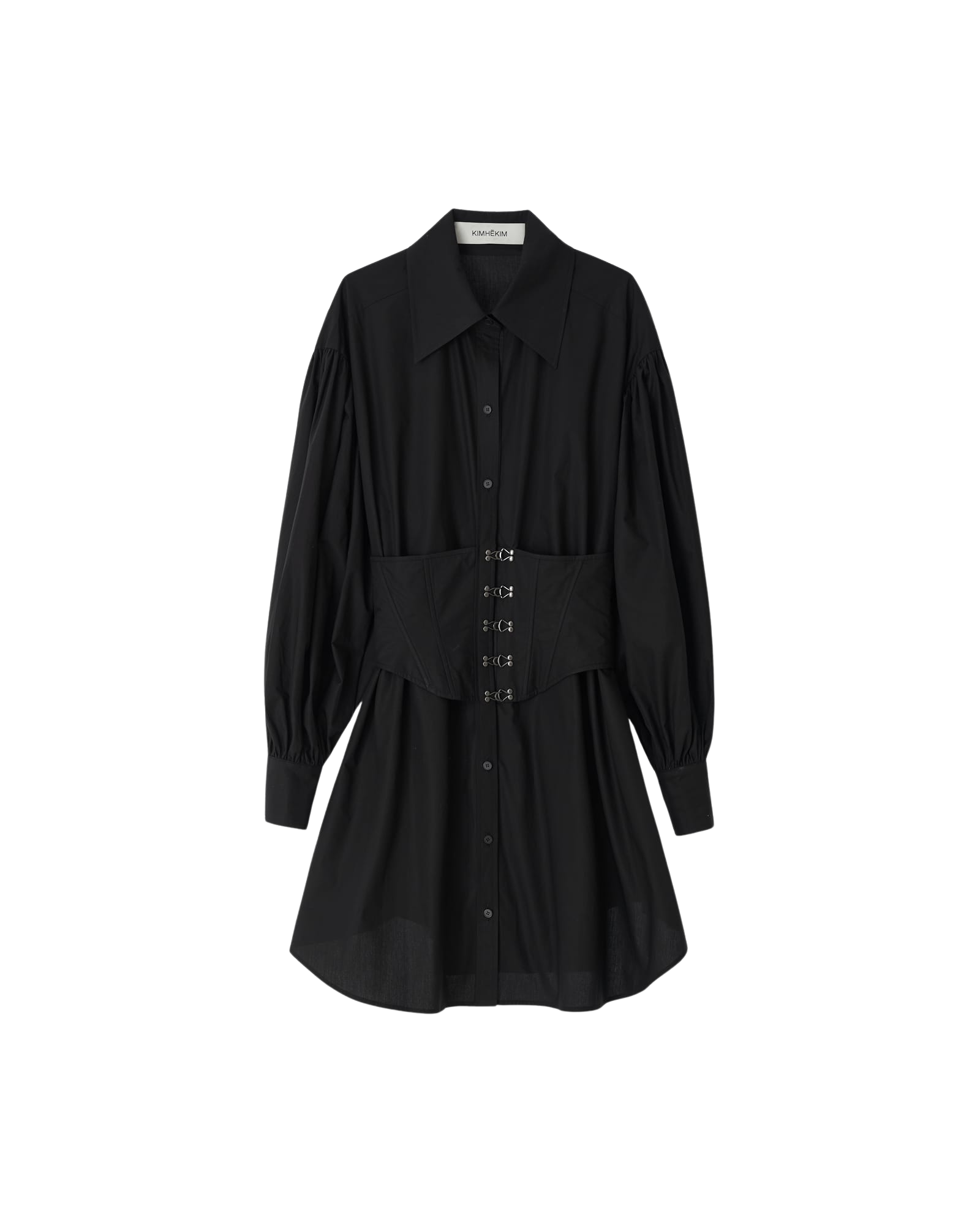 Kimhe Kim - Corset Layered Cotton Mini Shirt Dress (Black) product image 2 | TRAB K-Fashion Australia