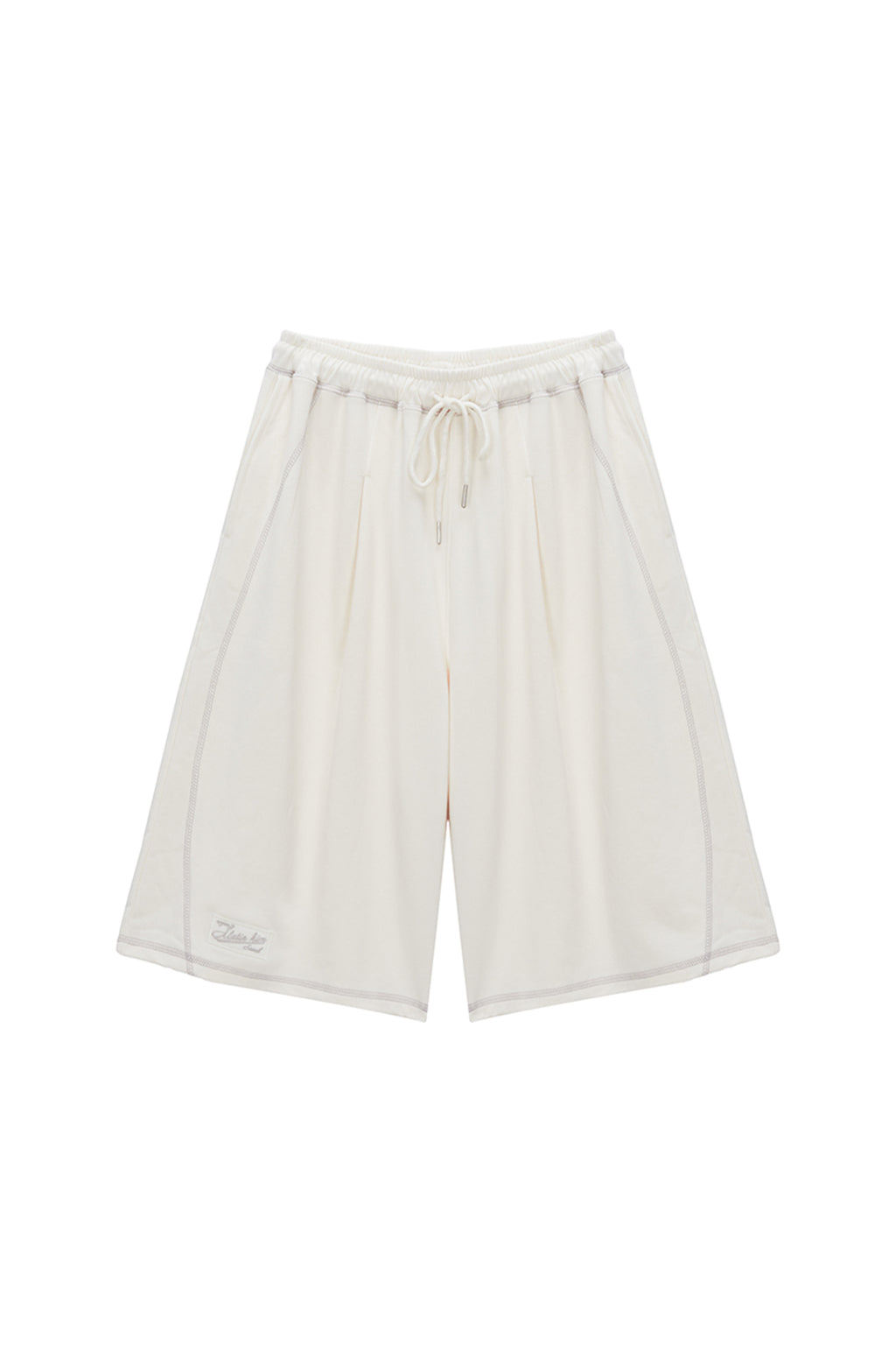 Matin Kim - Stitch Label Half Sweatshorts (Ivory) product image 1 | TRAB K-Fashion Australia