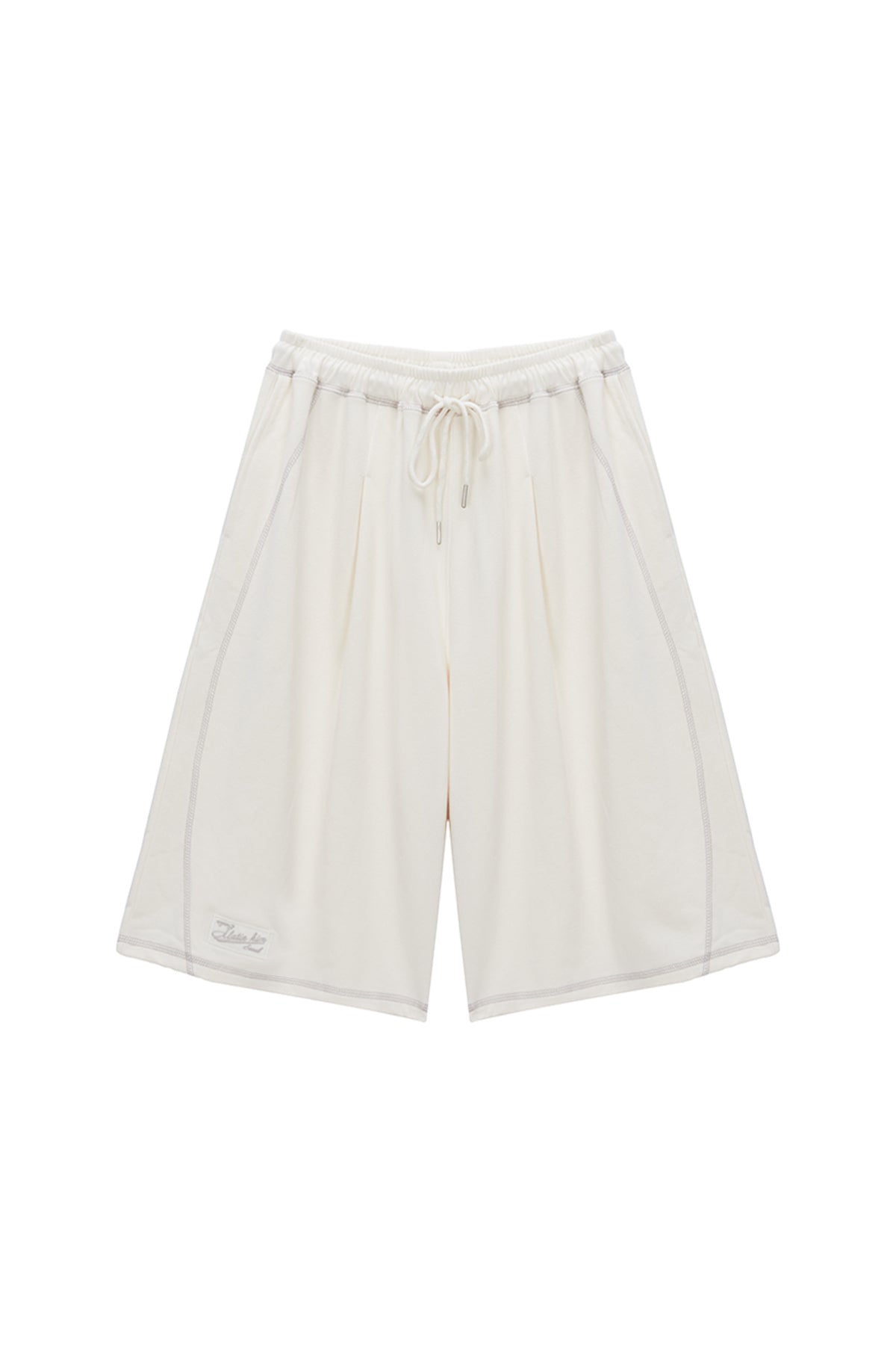 Matin Kim - Stitch Label Half Sweatshorts (Ivory) product image 1 | TRAB K-Fashion Australia
