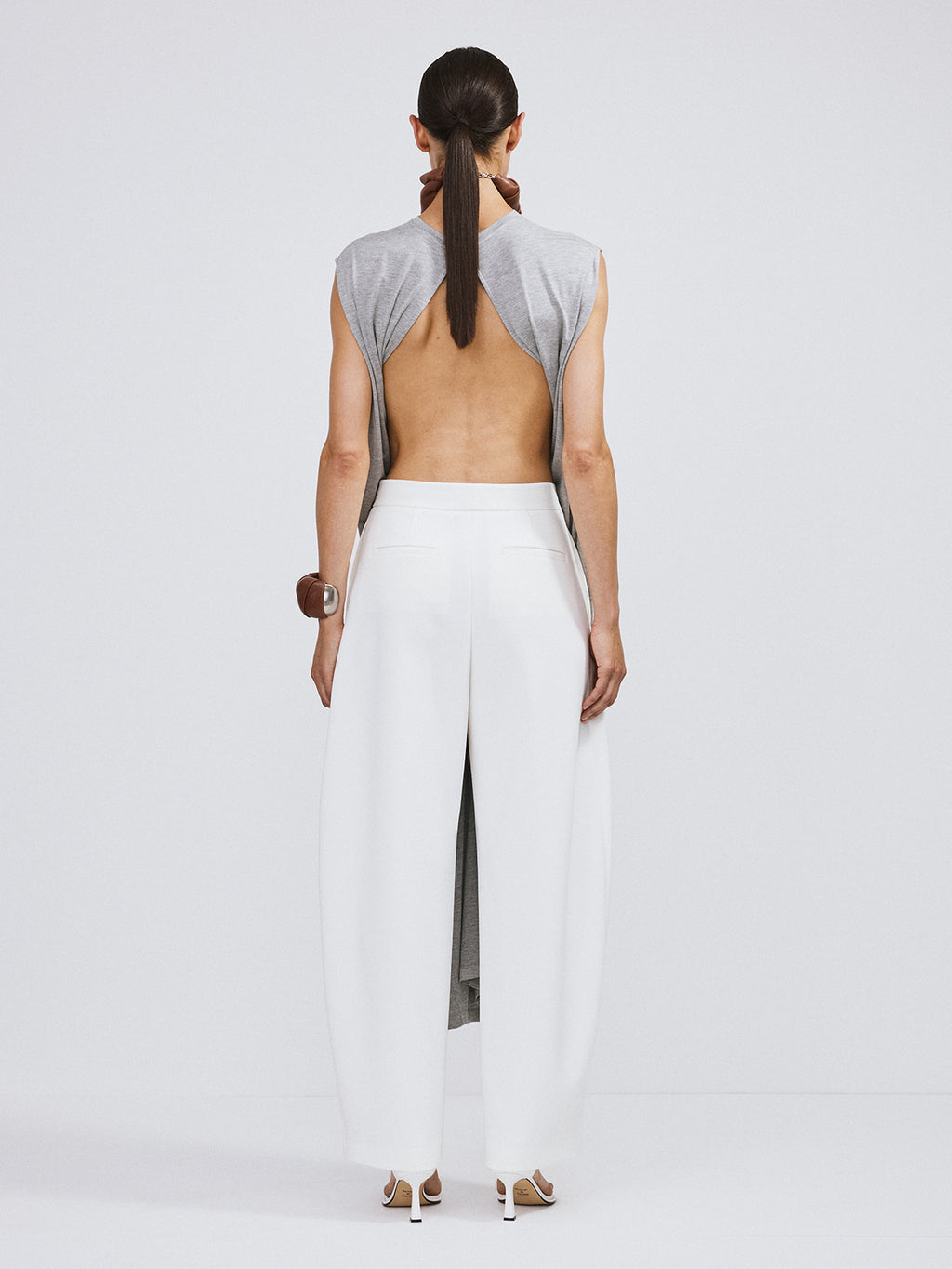 Recto - Open Back Jersey Long Top (Melange Grey) product image 3 | TRAB K-Fashion Australia