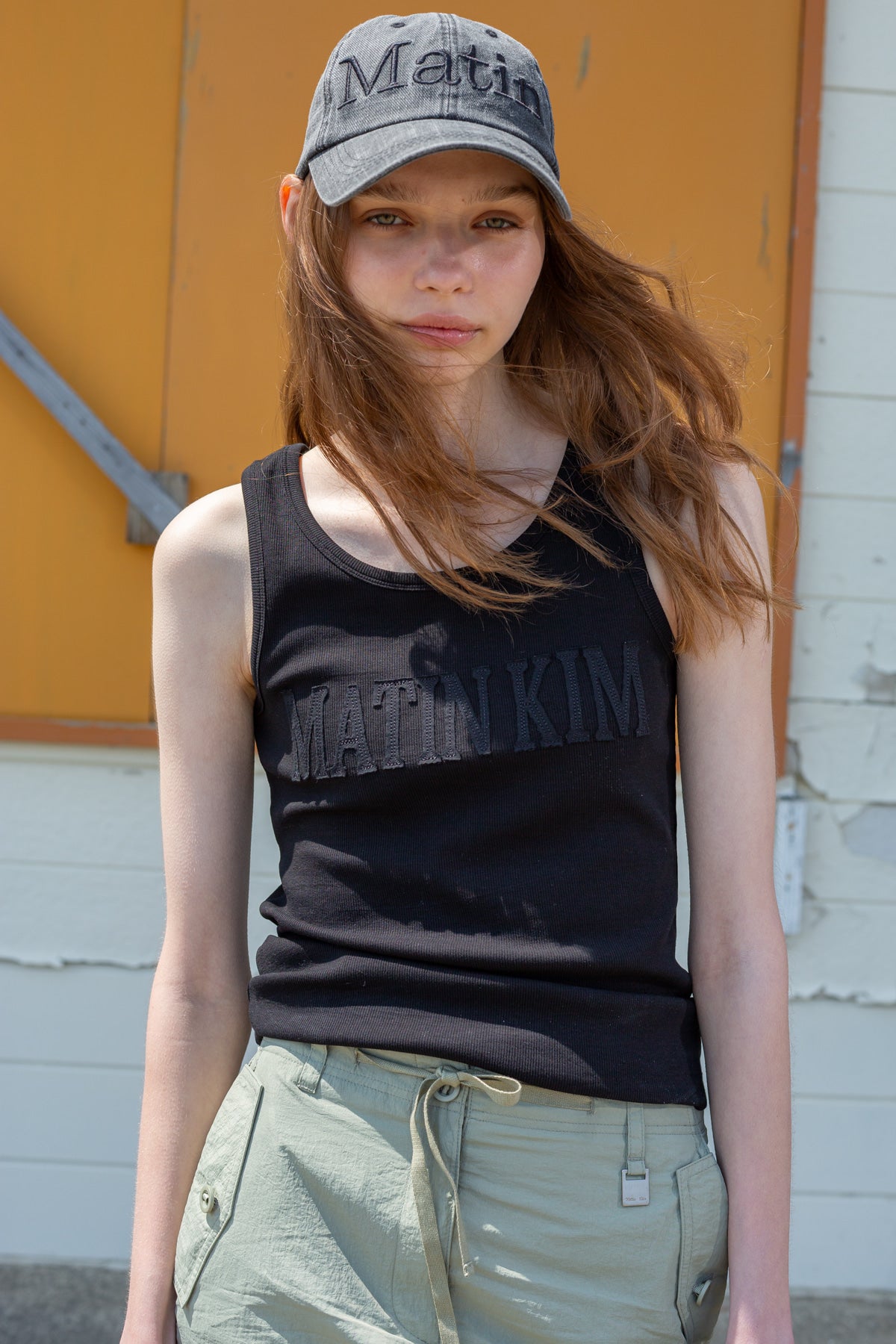 Matin Kim - Logo Applique Slim Tank Top (Black) product image 11 | TRAB K-Fashion Australia