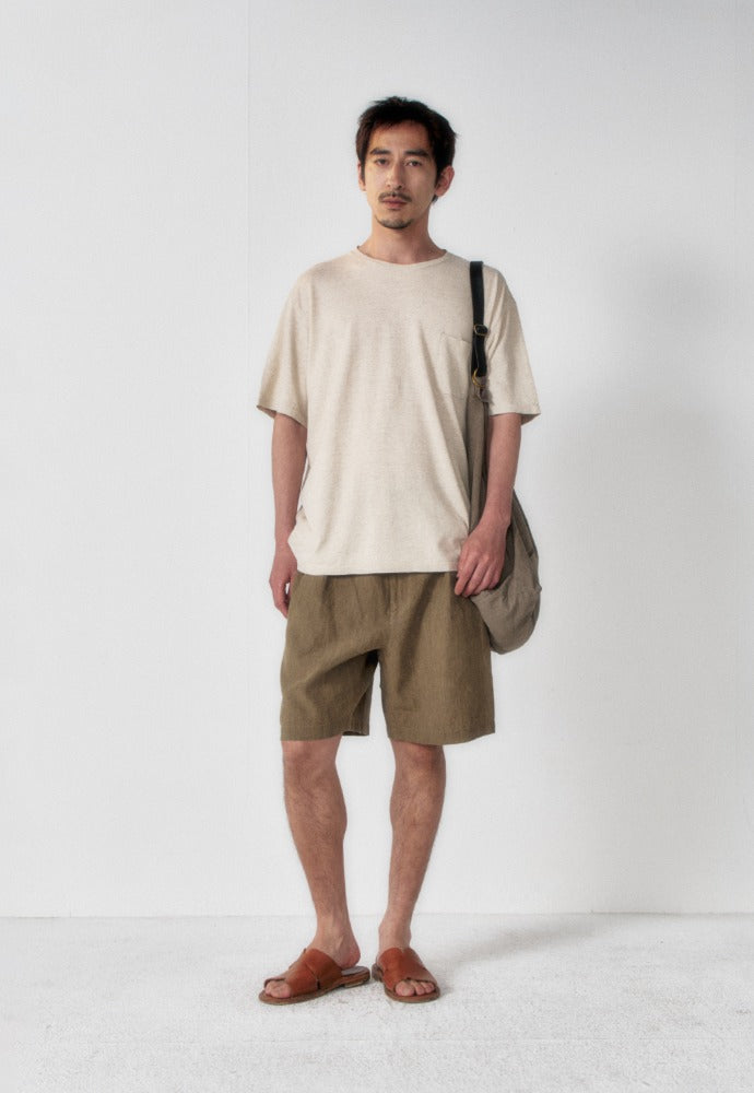 Art if acts - Washed Linen Two Tuck Shorts (Khaki Beige) product image 1 | TRAB K-Fashion Australia