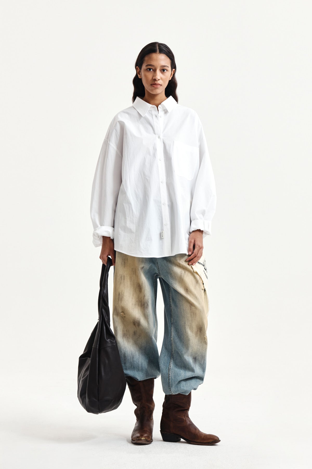 Matin Kim - Embroidery Small Logo Shirt (White) product image 8 | TRAB K-Fashion Australia