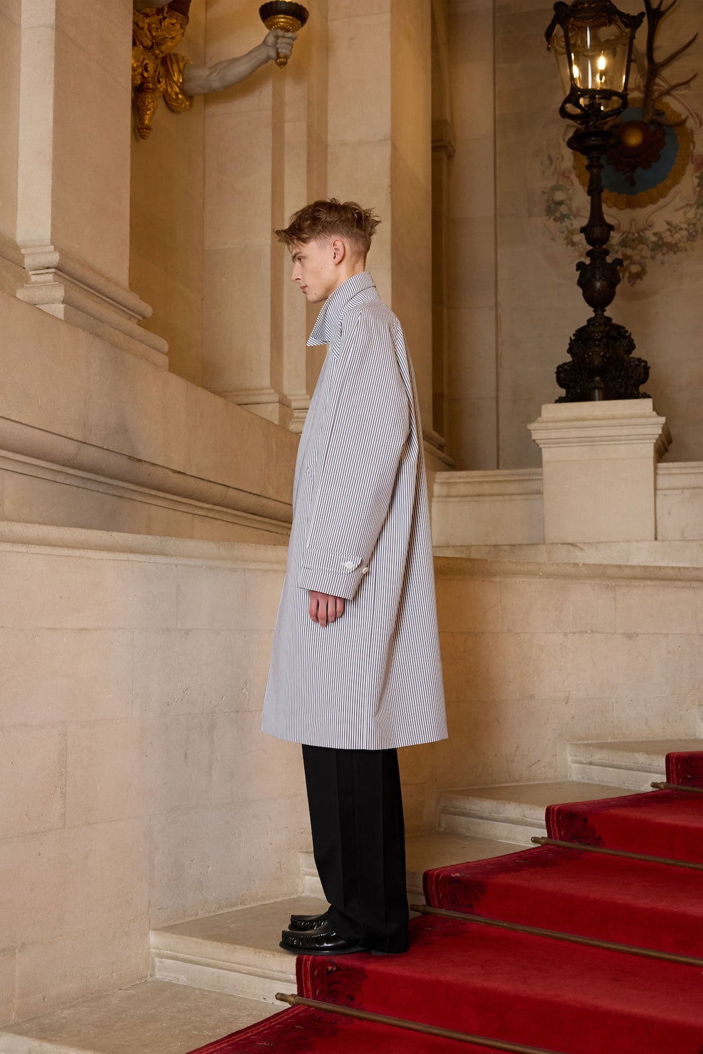 STU - Raglan Stripe Poplin Coat (White) product image 7 | TRAB K-Fashion Australia