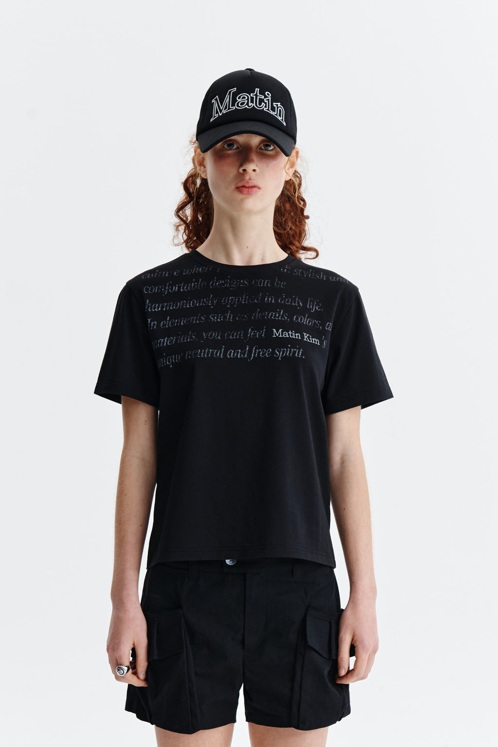 Matin Kim - Logo Point Lettering Graphic Top (Black) product image 10 | TRAB K-Fashion Australia