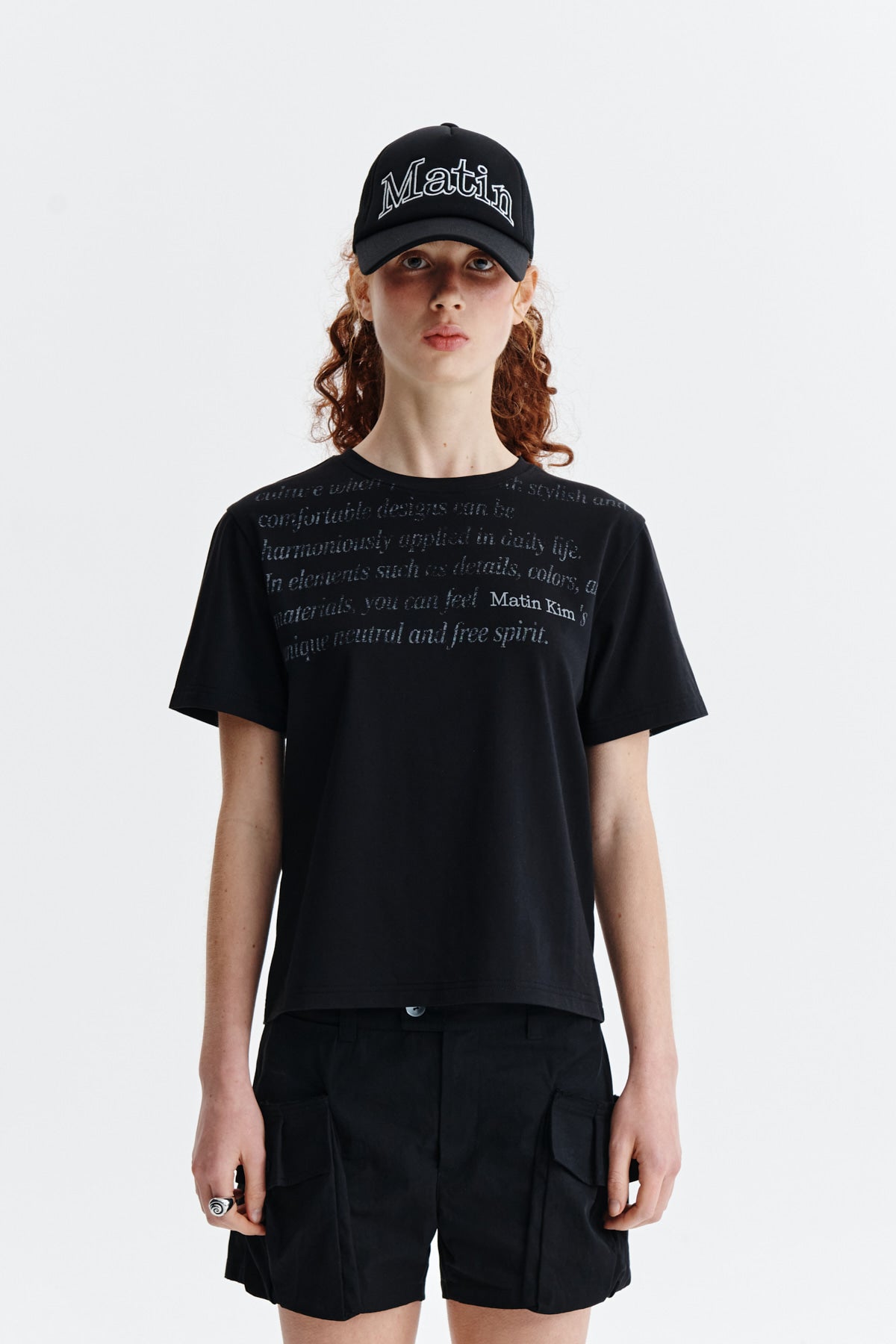 Matin Kim - Logo Point Lettering Graphic Top (Black) product image 10 | TRAB K-Fashion Australia