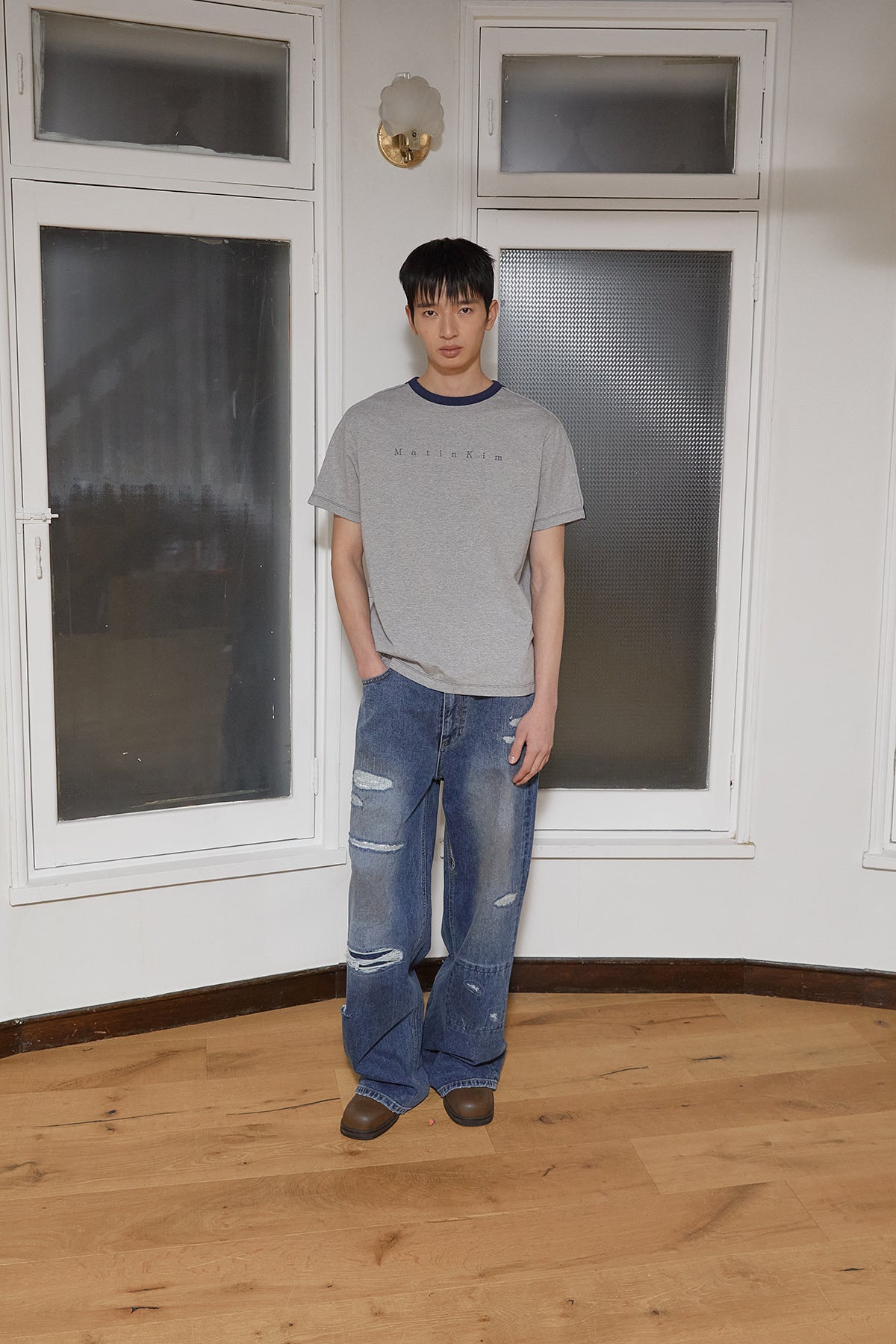 Matin Kim - Color Line Point Logo Top (Grey) product image 9 | TRAB K-Fashion Australia