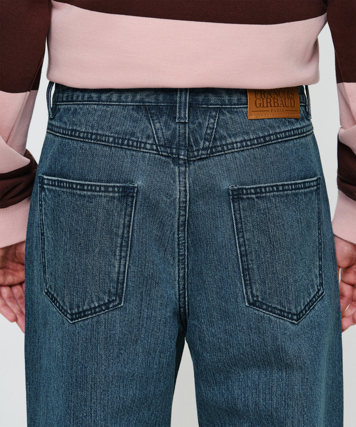 Marithe & Francois Girbaud - Semi-wide Broken Twill Denim Pants (Blue) product image 2 | TRAB K-Fashion Australia