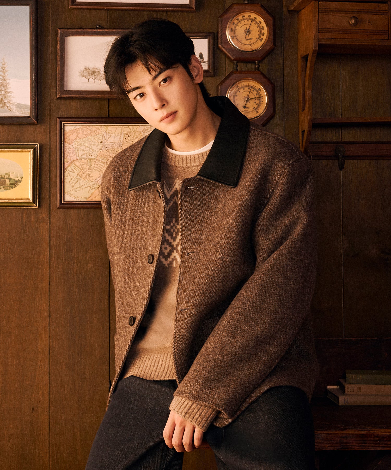 Marithe & Francois Girbaud - Collar Point Half Coat (Brown) product image 2 | TRAB K-Fashion Australia