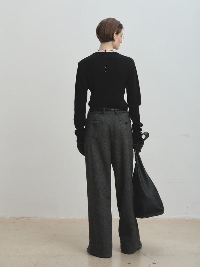 Tonywack - Deep Tuck Wide-Leg Trousers (Grey) product image 3 | TRAB K-Fashion Australia